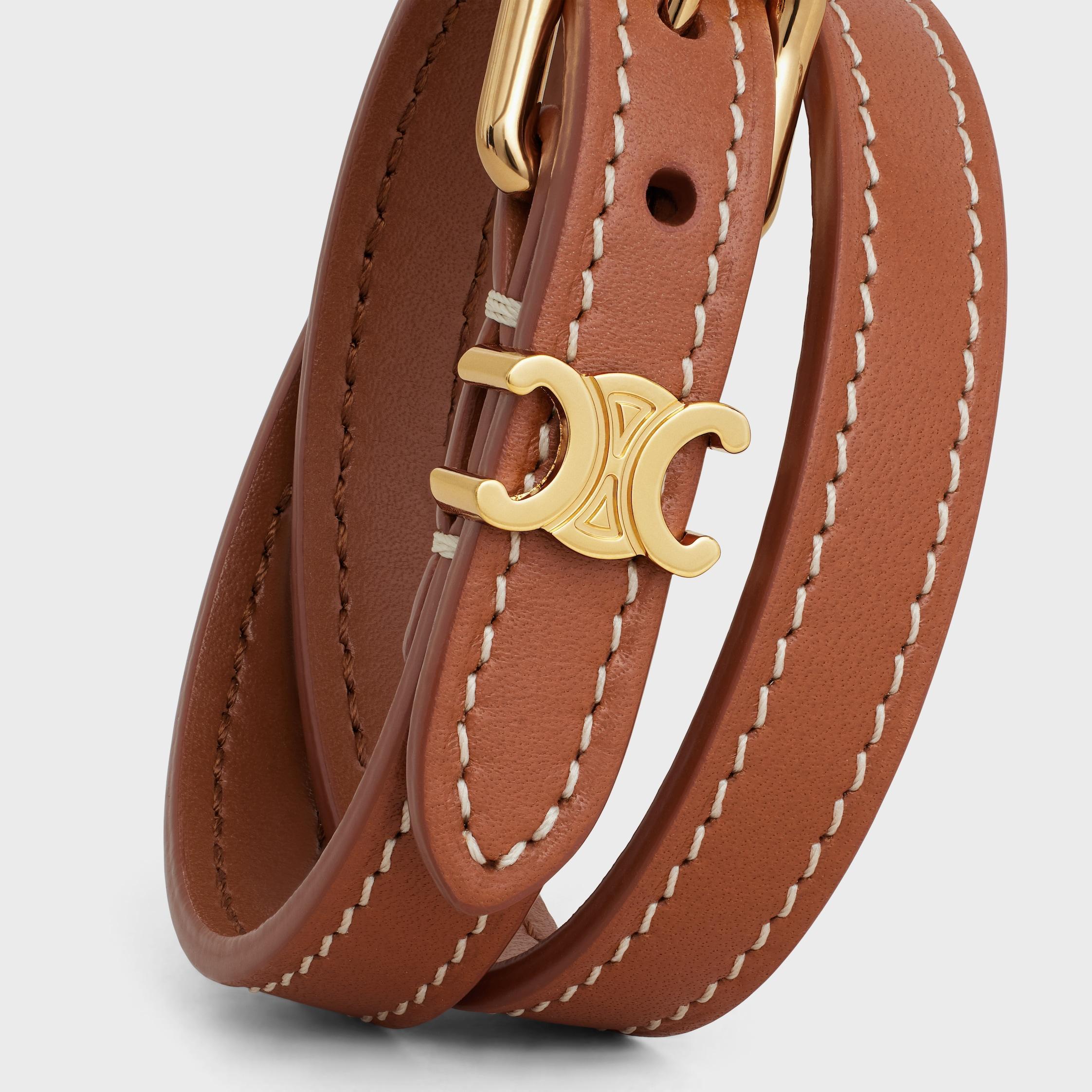Les Cuirs Celine Double Bracelet in Calfskin and Brass with Gold Finish Product Image