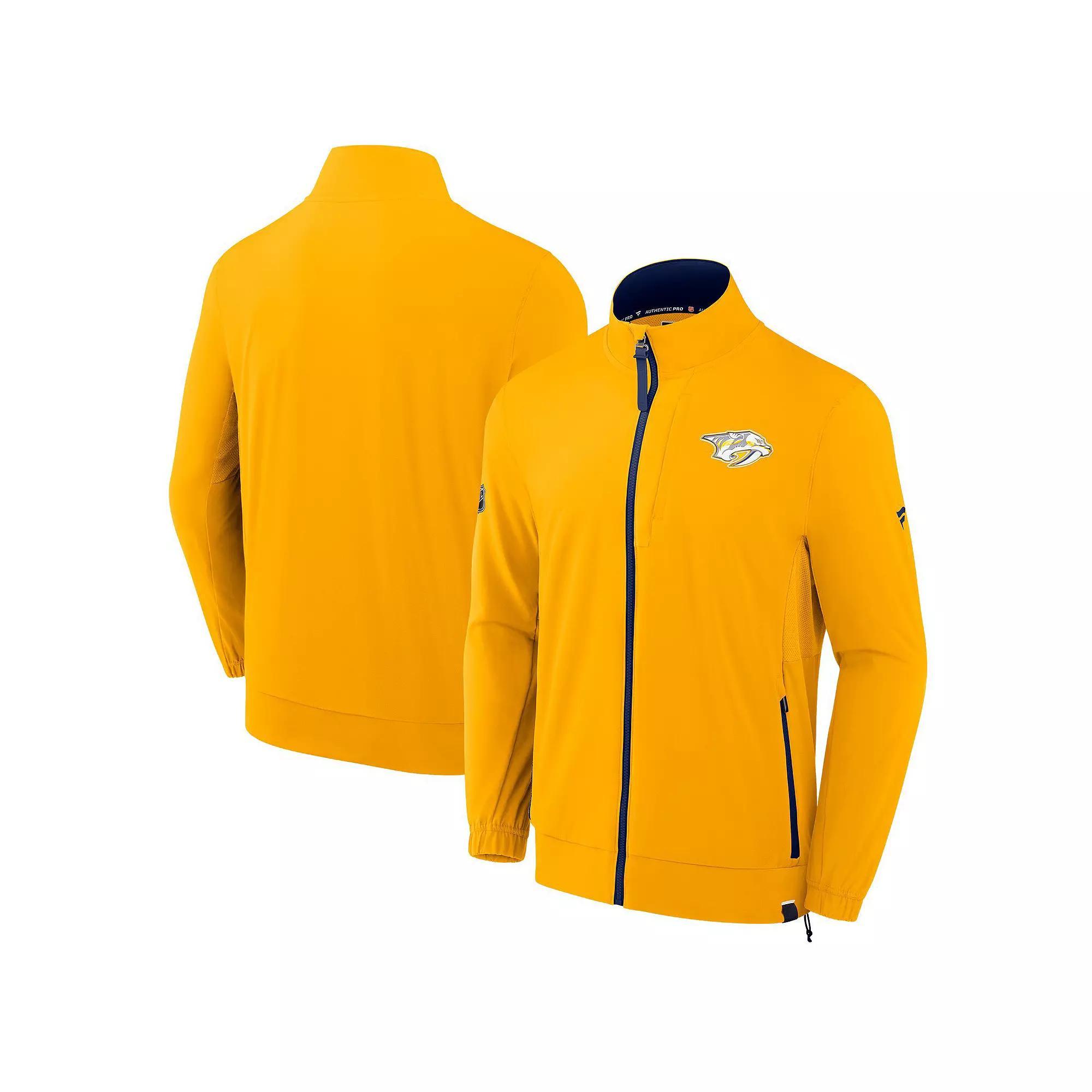 Men's Fanatics  Gold Nashville Predators Authentic Pro Rink Coaches Full-Zip Jacket, Size: Small, Pdt Gold Product Image