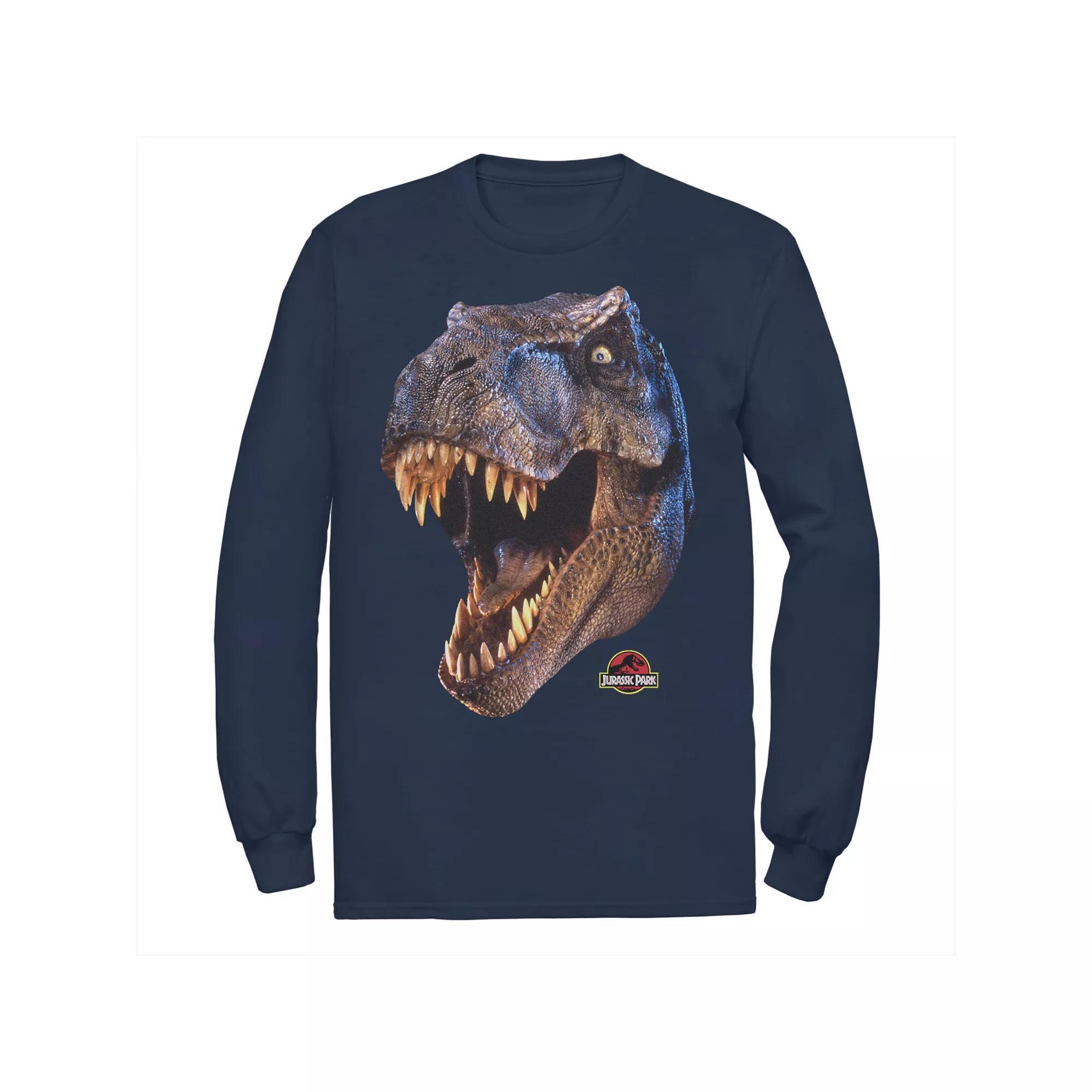 Men's Jurassic Park T-Rex Head Roar Long Sleeve Tee, Size: XXL, Blue Product Image