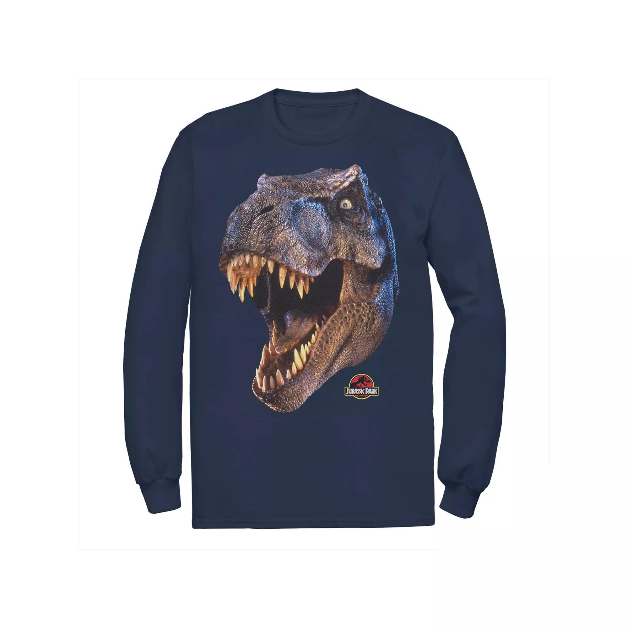 Men's Jurassic Park T-Rex Head Roar Long Sleeve Tee, Size: XXL, Blue Product Image