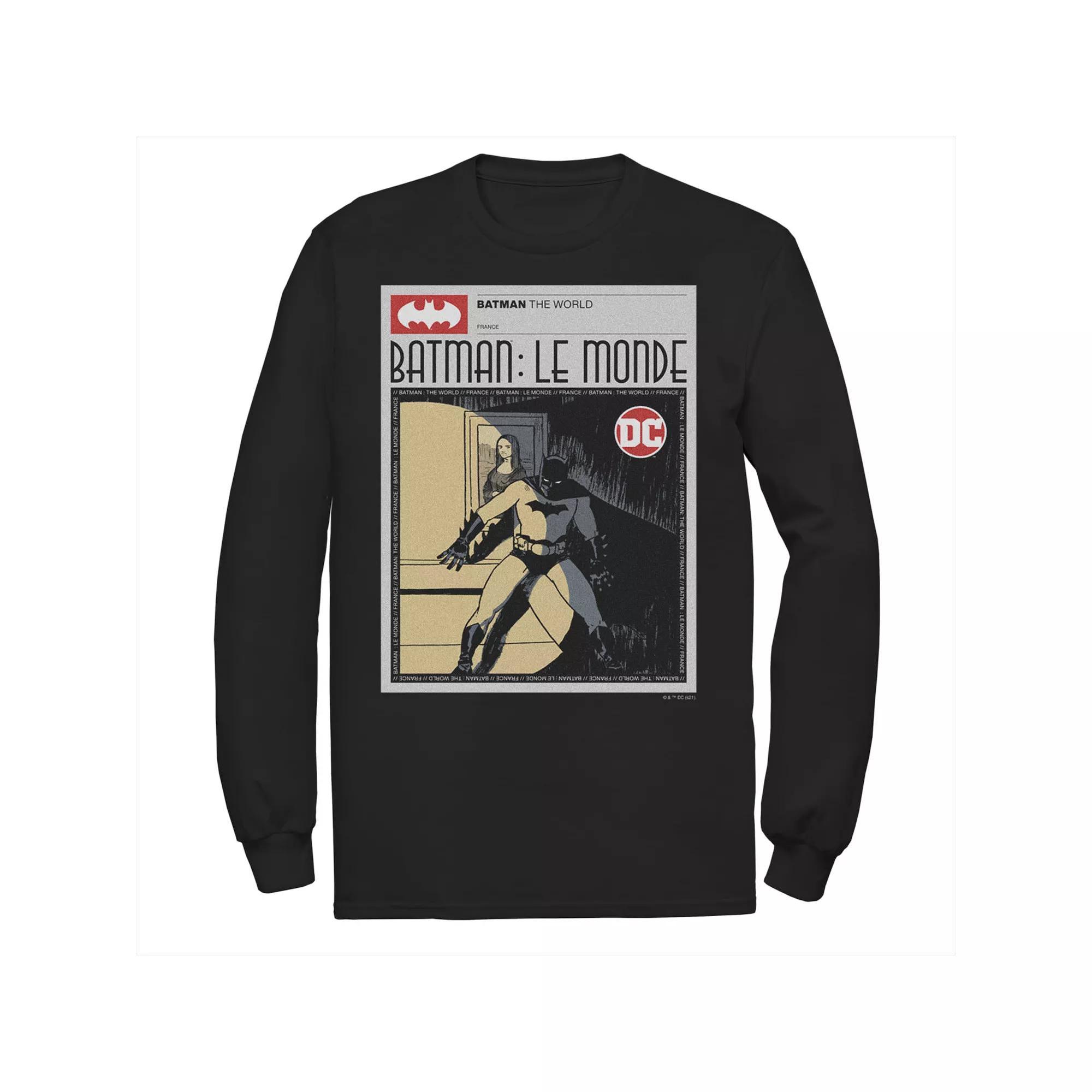 Men's Batman: Le Monde France News Poster Tee, Size: Medium, Black Product Image
