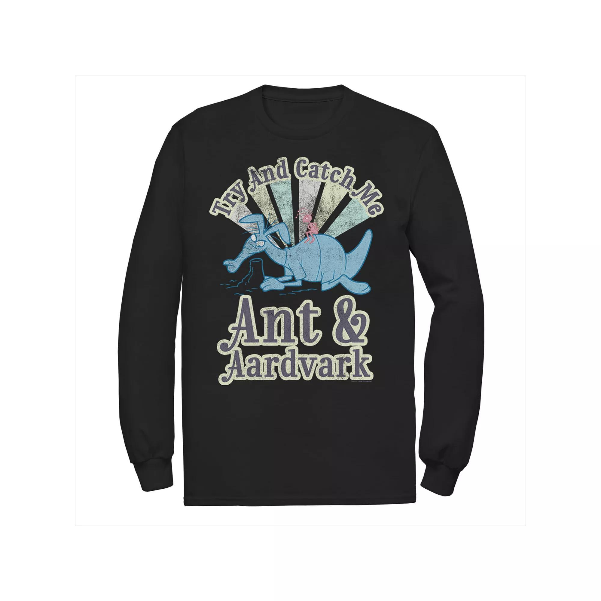 Men's Pink Panther Ant And Aardvark Try And Catch Me Long Sleeve Graphic Tee, Size: Small, Black Product Image
