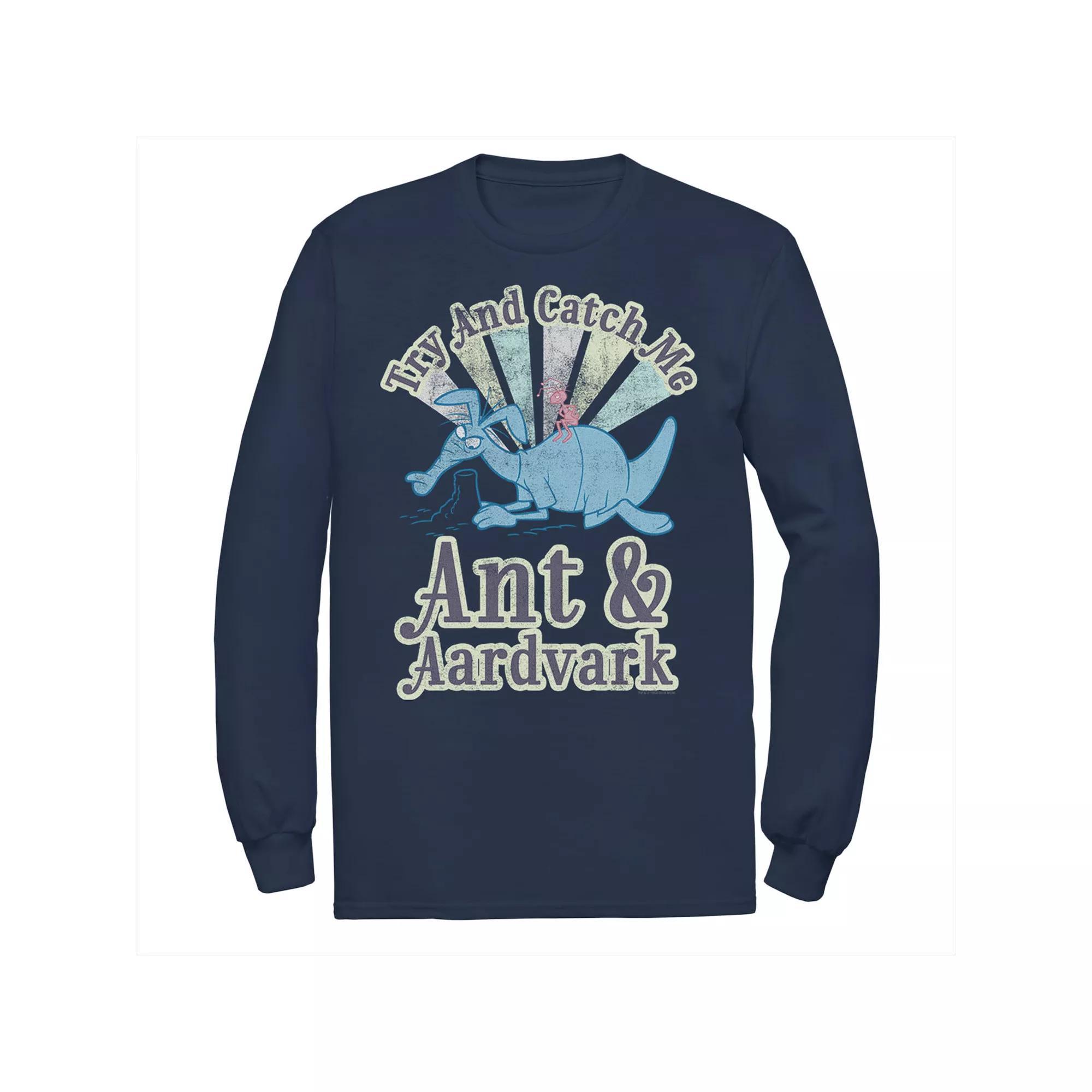Men's Pink Panther Ant And Aardvark Try And Catch Me Long Sleeve Graphic Tee, Size: Small, Black Product Image