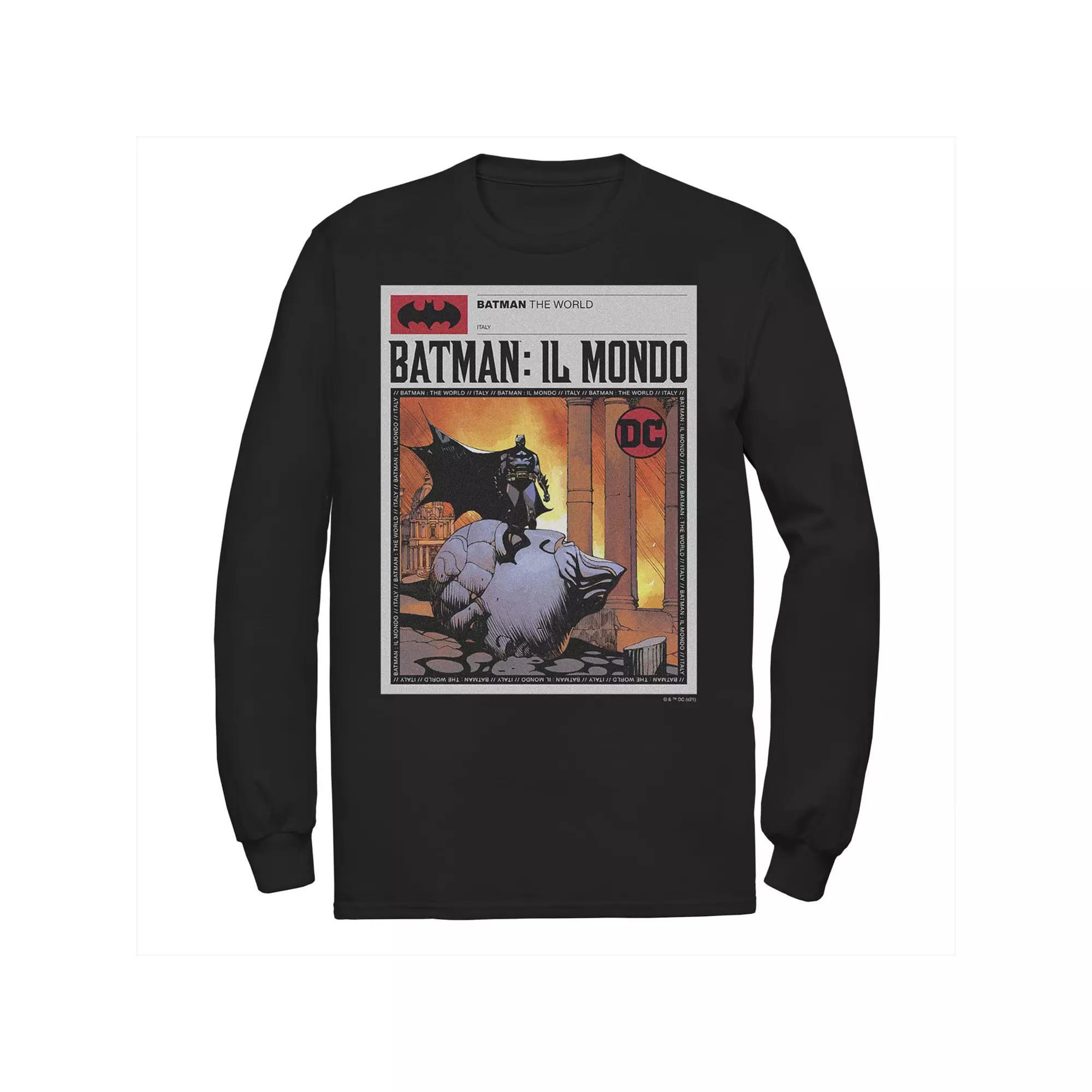 Men's Batman: Il Mondo Italy News Poster Tee, Boy's, Size: Small, Black Product Image