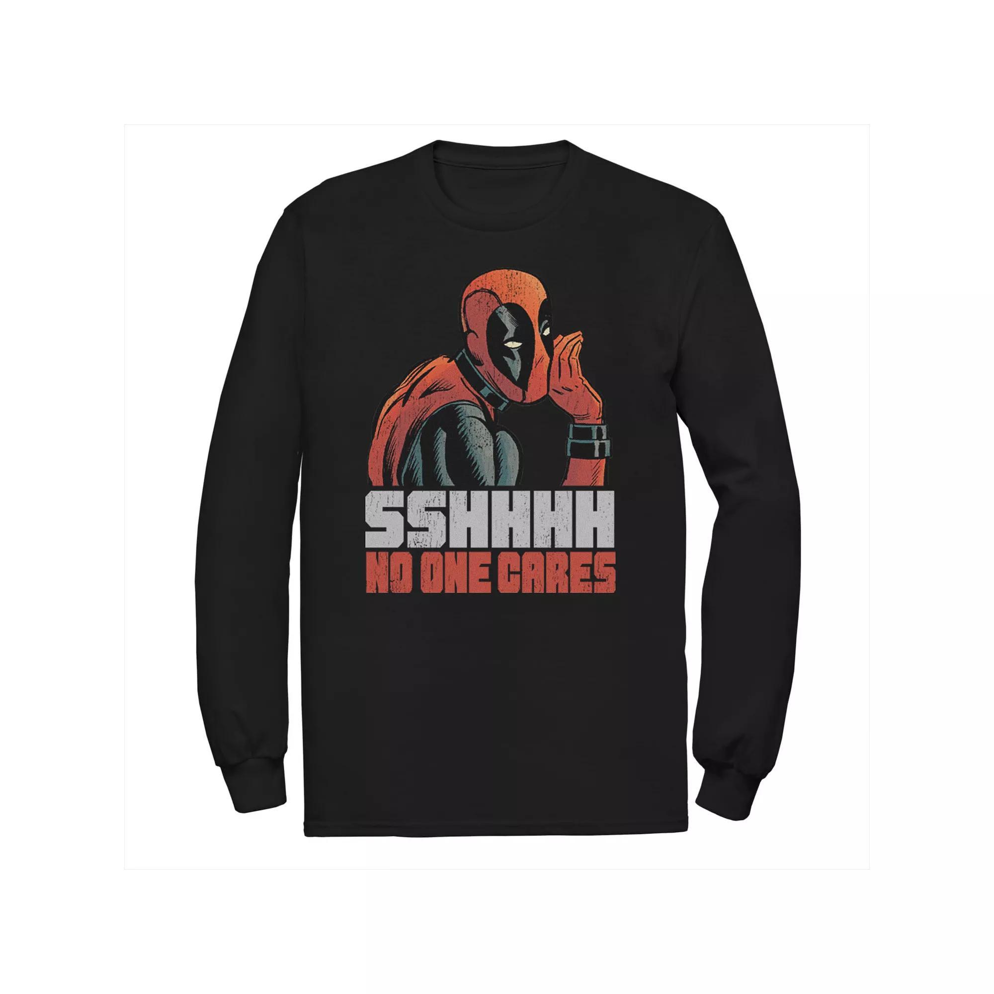 Big & Tall Deadpool Shhh, No One Cares Poster Long Sleeve Graphic Tee, Men's, Size: 5XL, Black Product Image