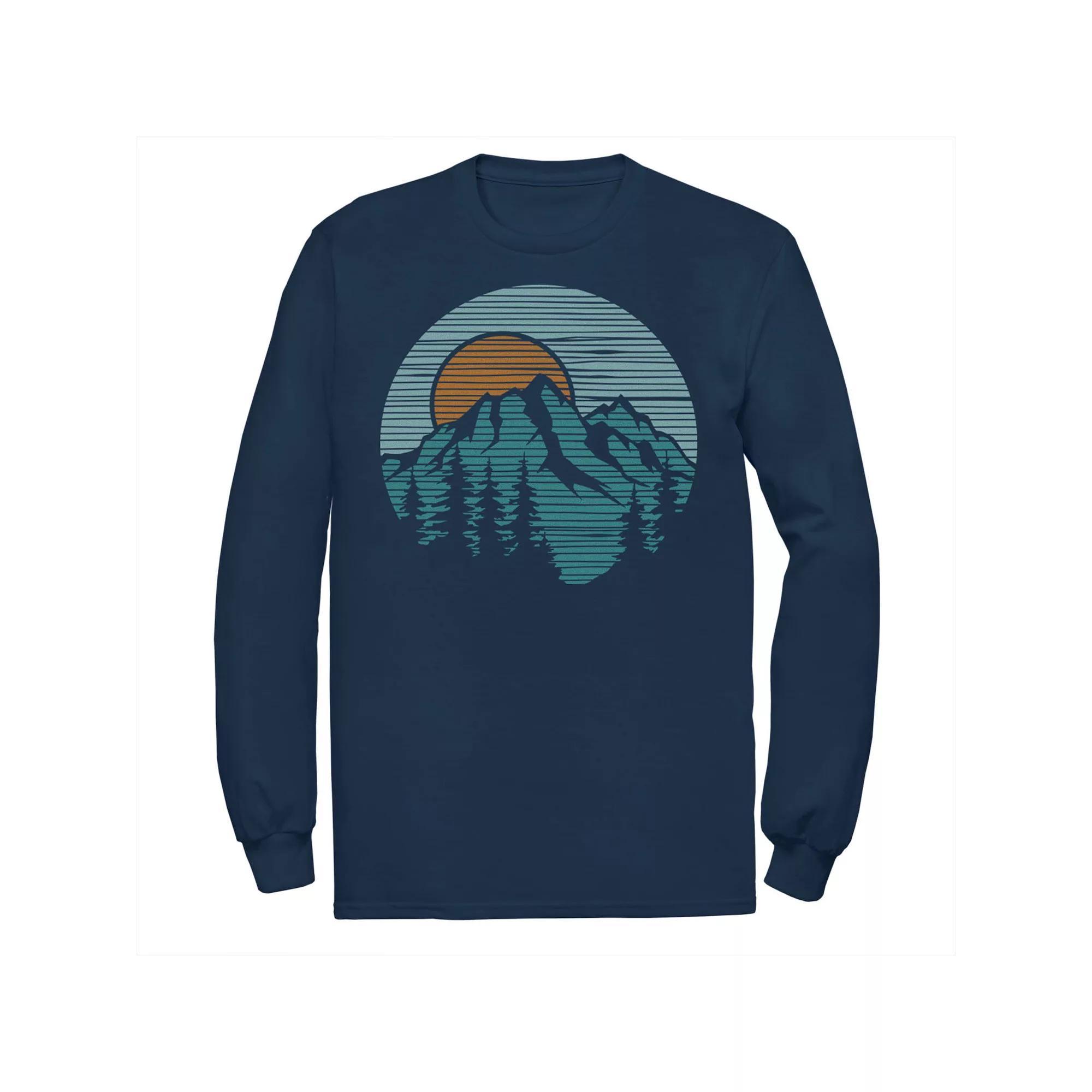 Men's Mountain Line Art Circle Logo Tee, Size: Large, Blue Product Image
