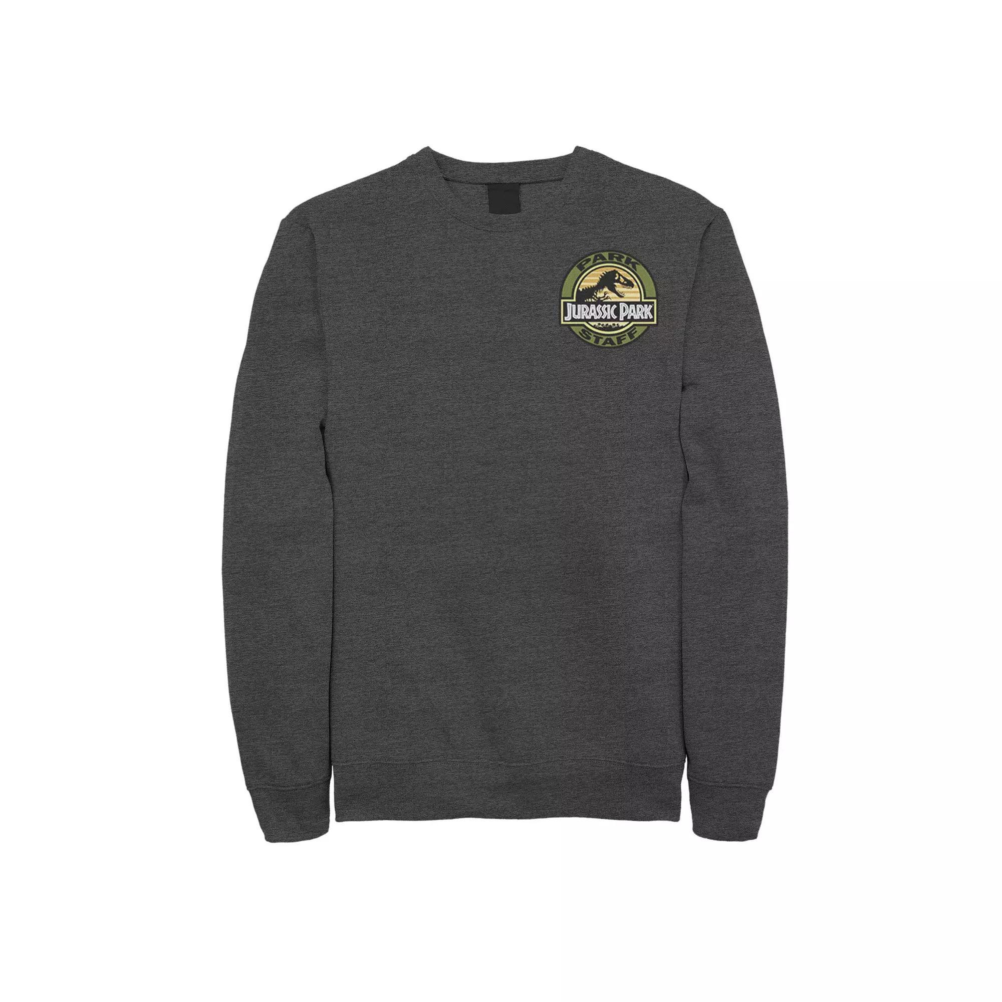 Men's Jurassic Park Raptor Hold Logo Pocket Sweatshirt, Size: Medium, Grey Heather Product Image