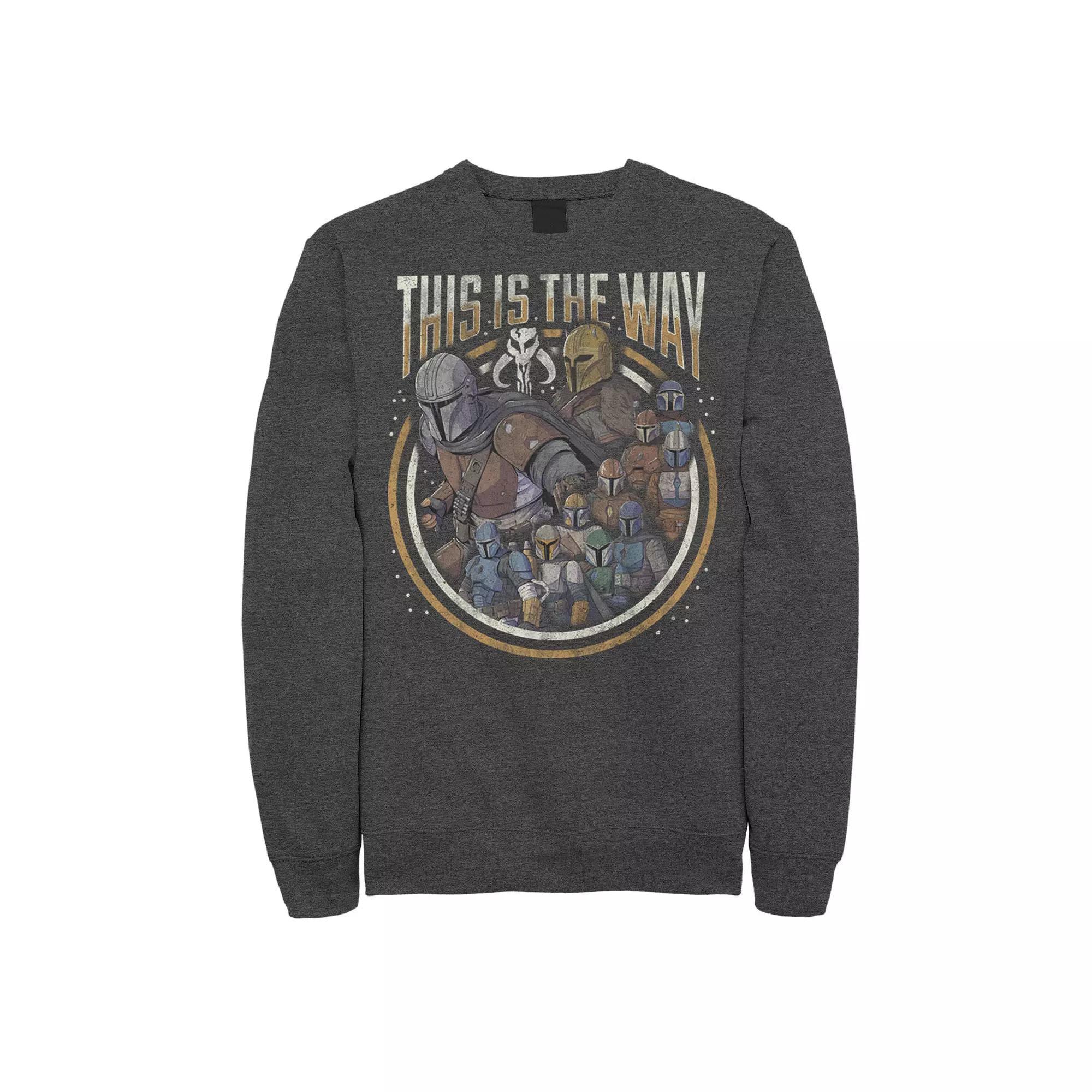 Men's Star Wars The Mandalorian Group Shot This Is The Way Sweatshirt, Size: Medium, Grey Heather Product Image