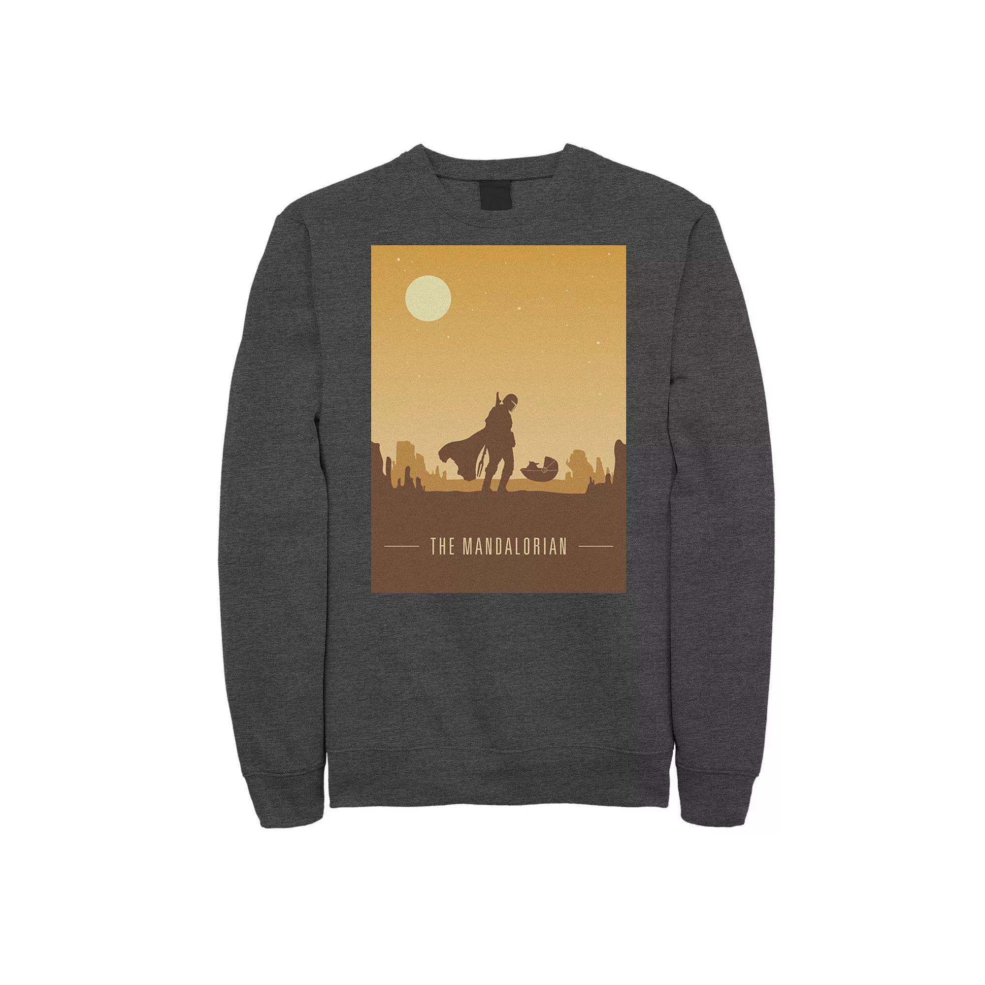 Men's Star Wars The Mandalorian & The Child Silhouette Poster Sweatshirt, Size: Large, Grey Heather Product Image