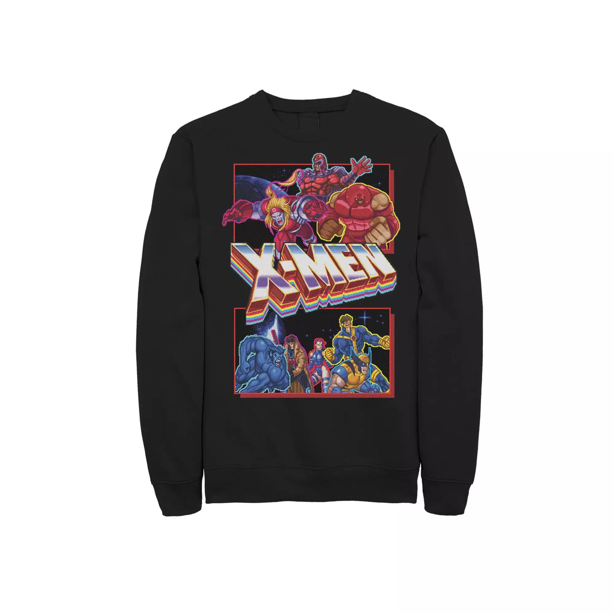 Men's X-Mens Arcade Characters Group Shot Panels Fleece Graphic Top, Size: 3XL, Black Product Image