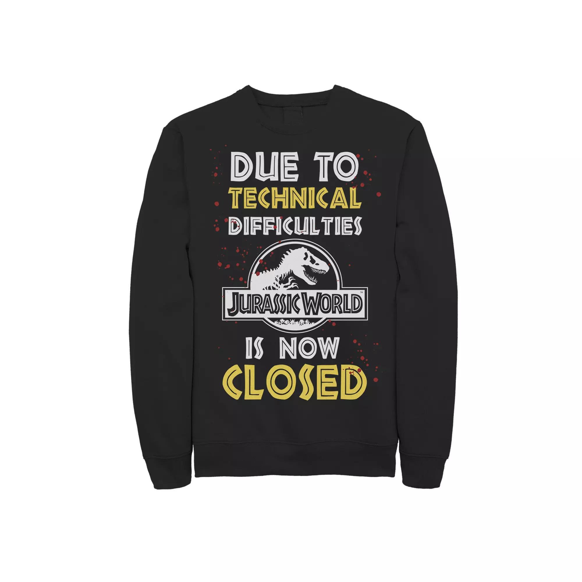 Men's Jurassic World The Park Is Closed Sign Sweathsirt, Size: Small, Black Product Image