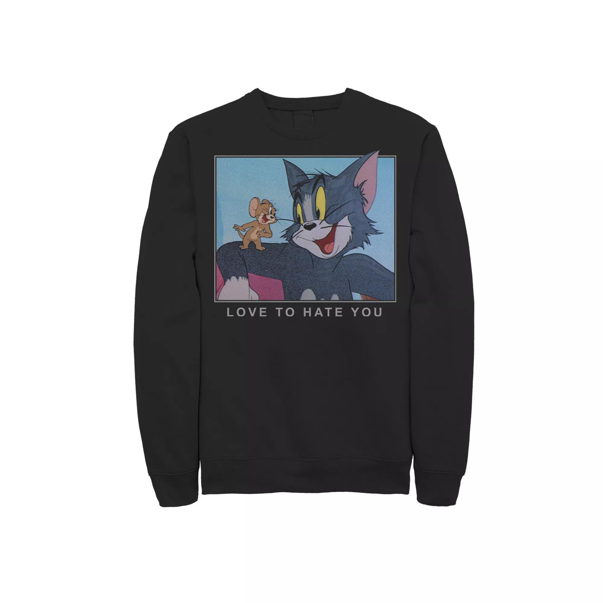 Mens Tom And Jerry Love To Hate You Portrait Sweatshirt, Men's, Size: Large, Black Product Image