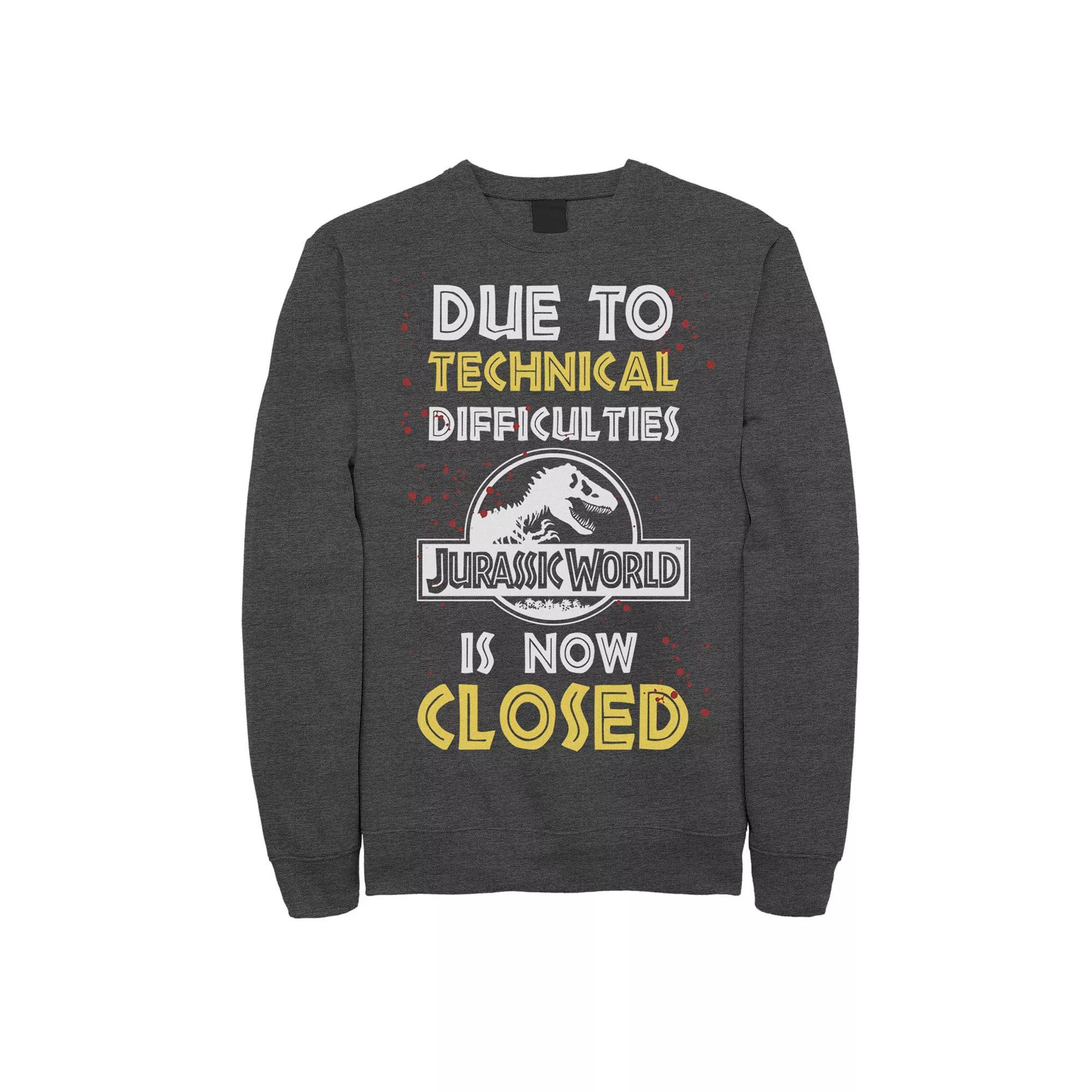 Men's Jurassic World The Park Is Closed Sign Sweathsirt, Size: Small, Black Product Image