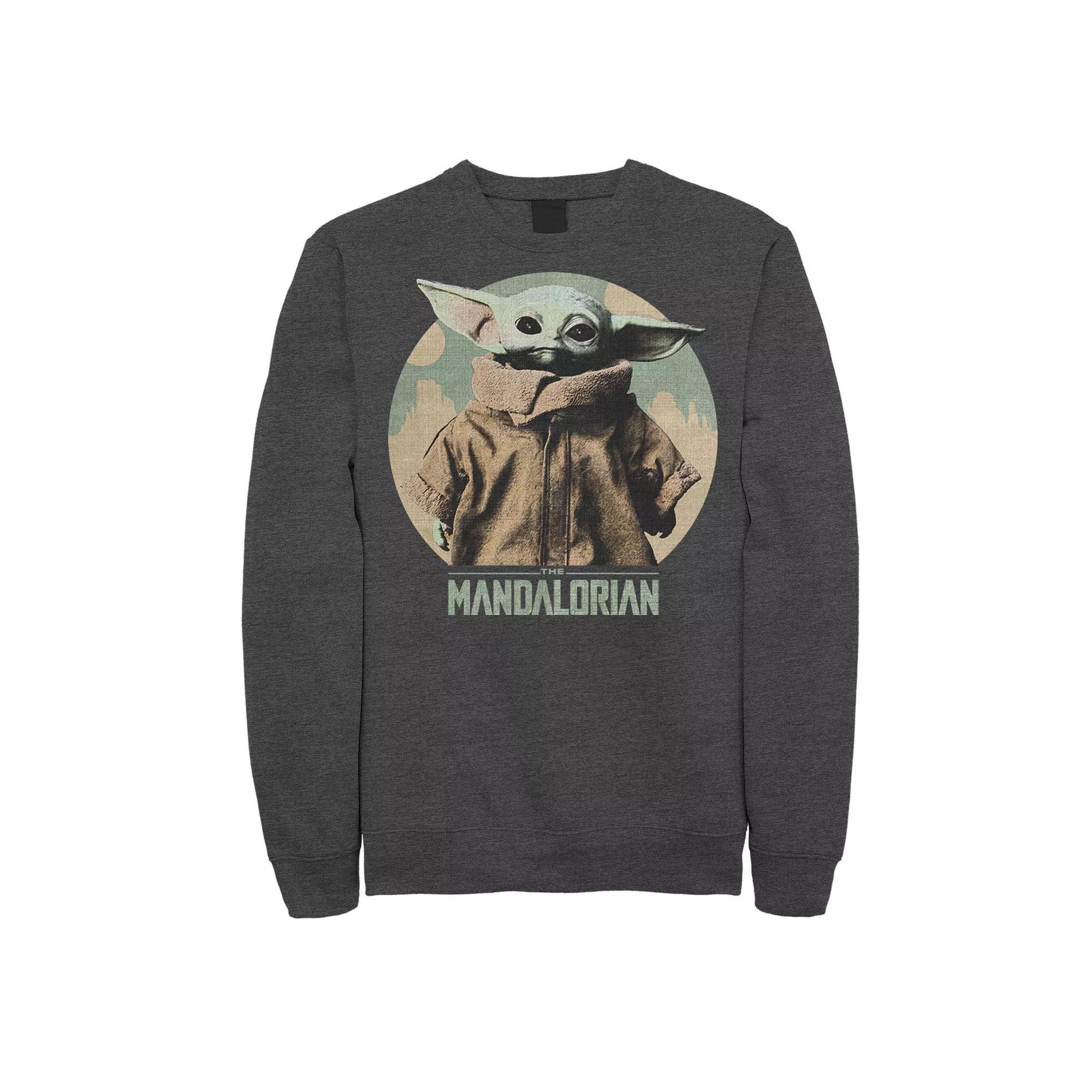 Men's Star Wars The Mandalorian The Child Faded Portrait Sweatshirt, Size: XL, Grey Heather Product Image