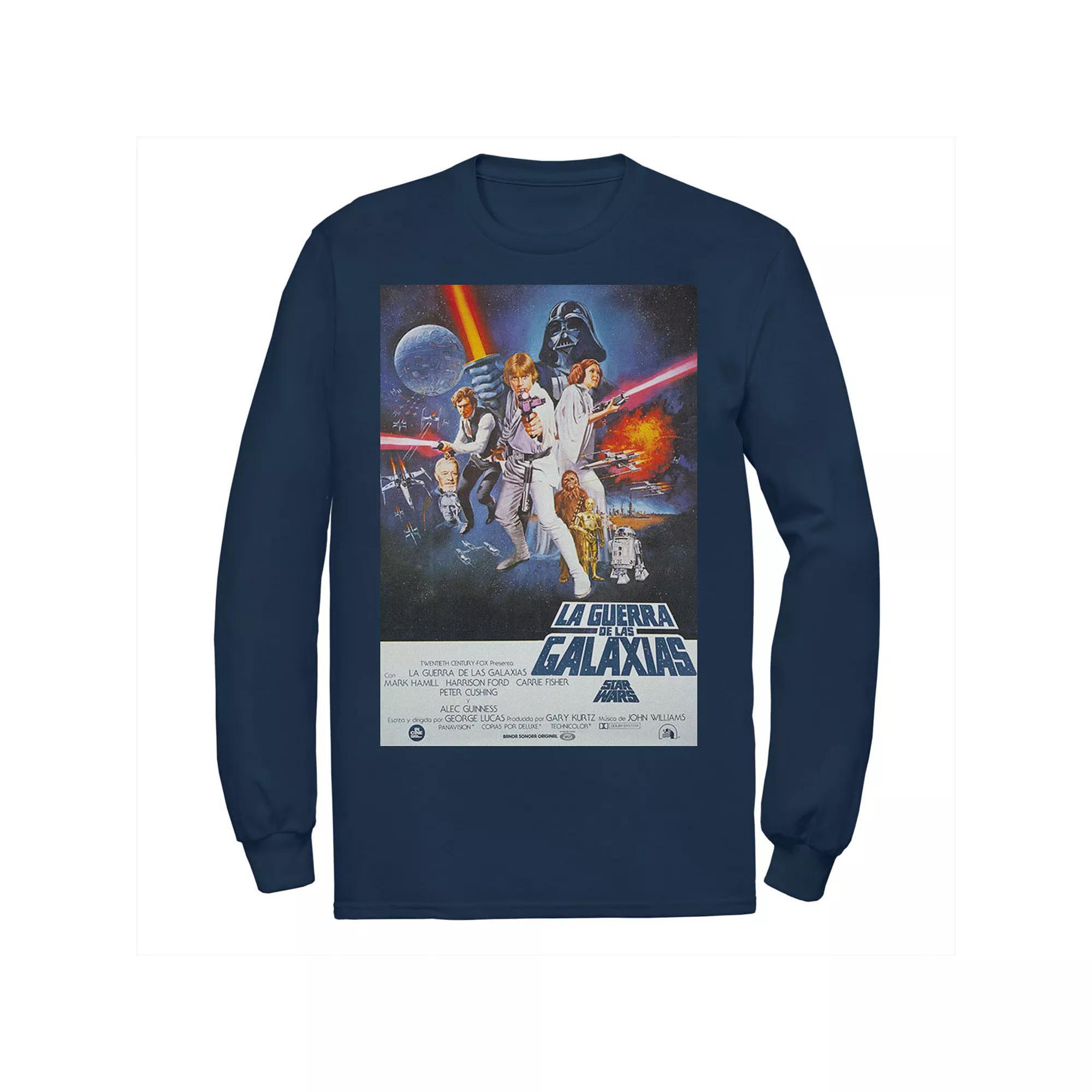 Men's Star Wars La Guerra De Las Galaxias Vintage Poster Tee, Size: Small, Blue Product Image