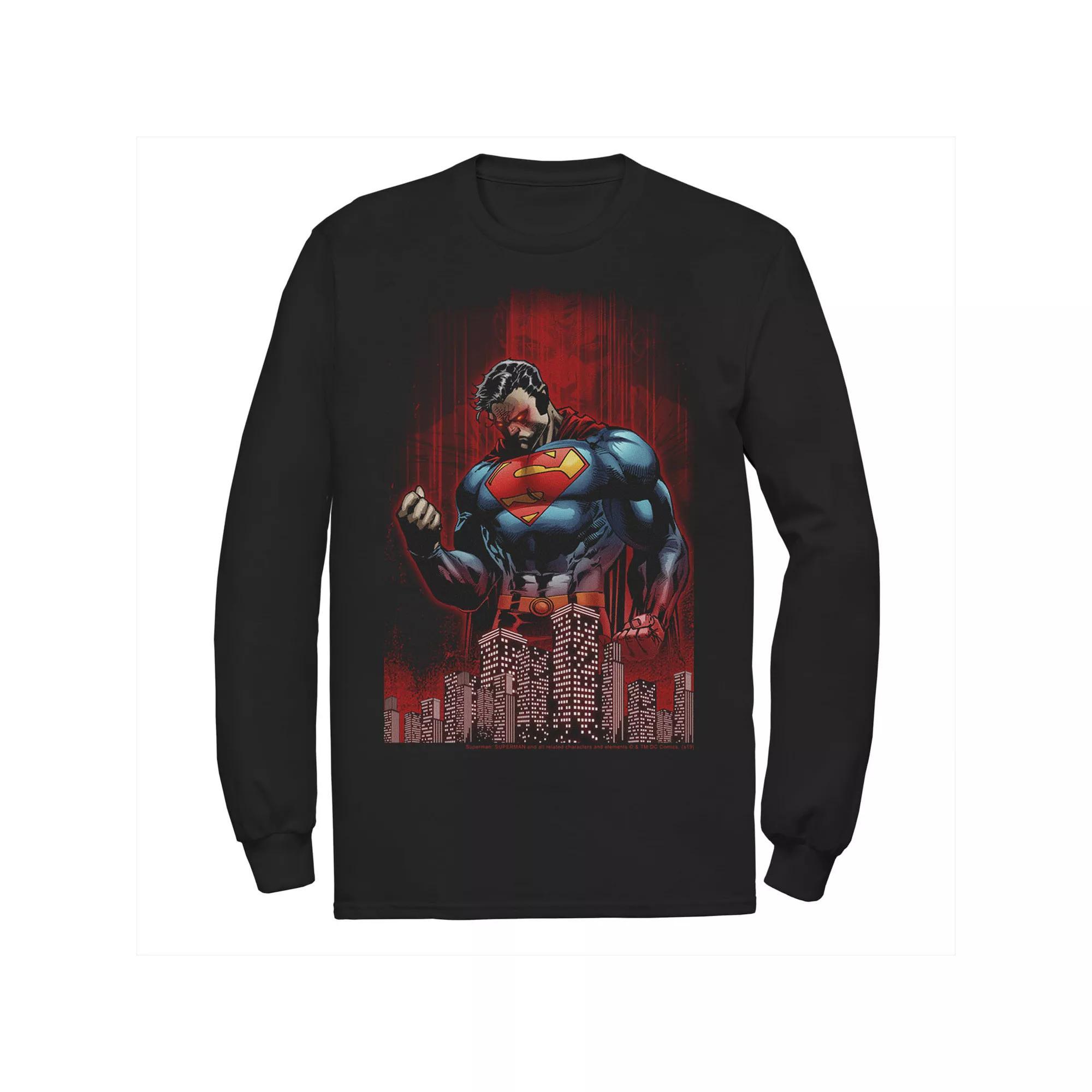 Men's DC Comics Superman Power Flex Skyline Comic Poster Tee, Size: Large, Black Product Image