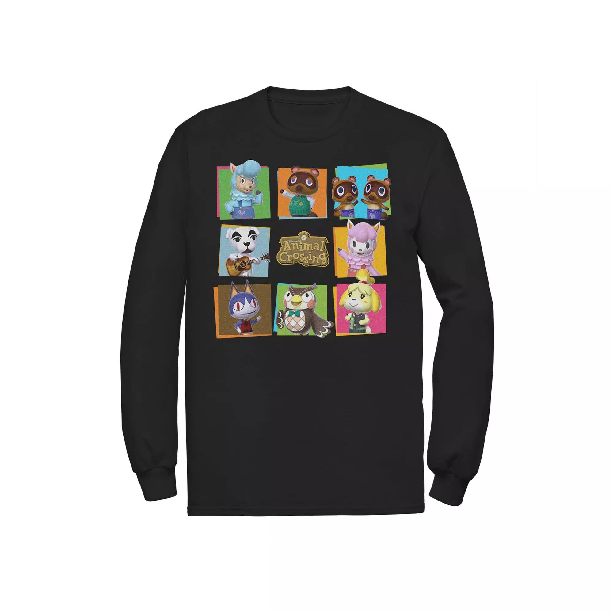 Big & Tall Animal Crossing Characters Boxes Long Sleeve, Men's, Size: 5XL, Black Product Image