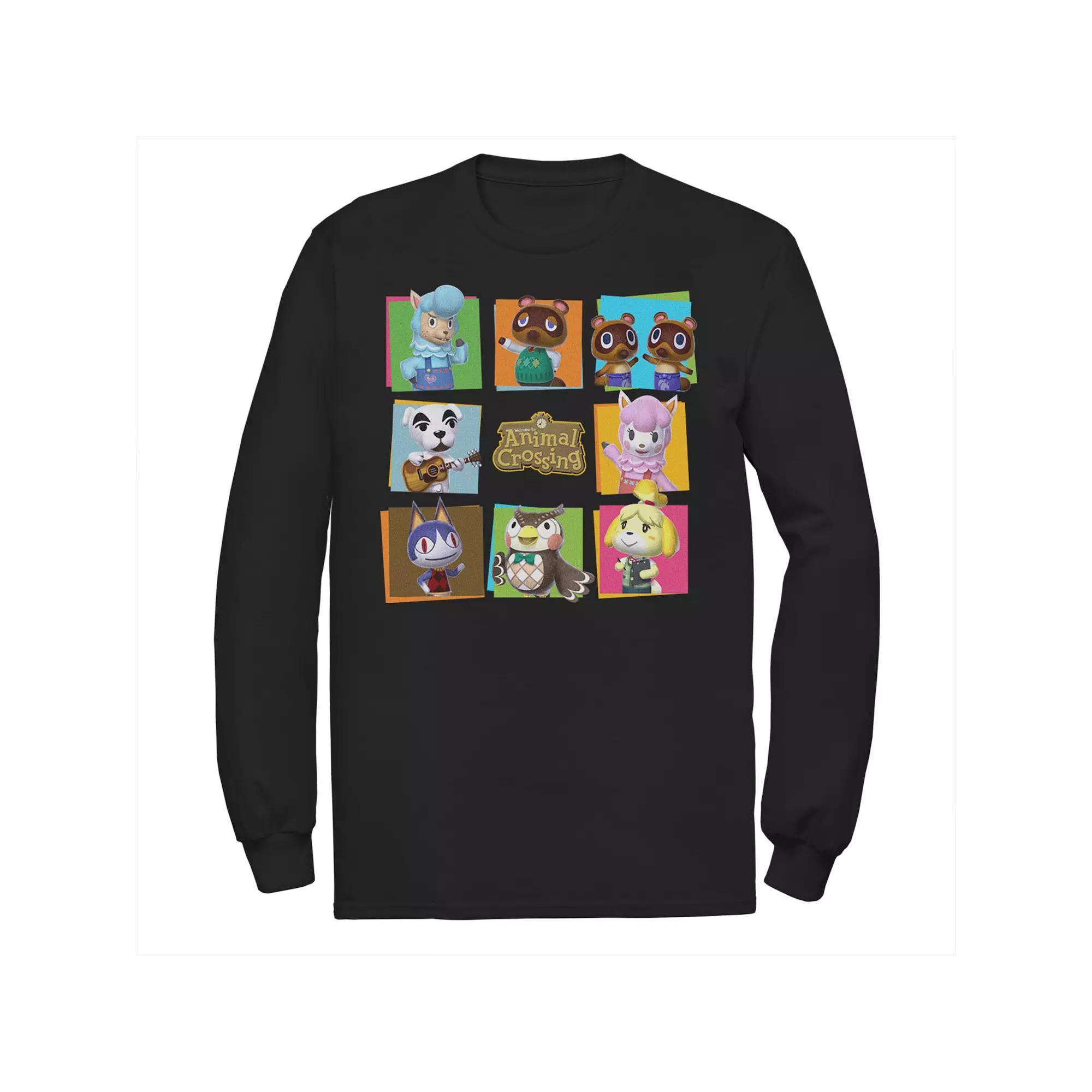Big & Tall Animal Crossing Characters Boxes Long Sleeve, Men's, Size: 5XL, Black Product Image