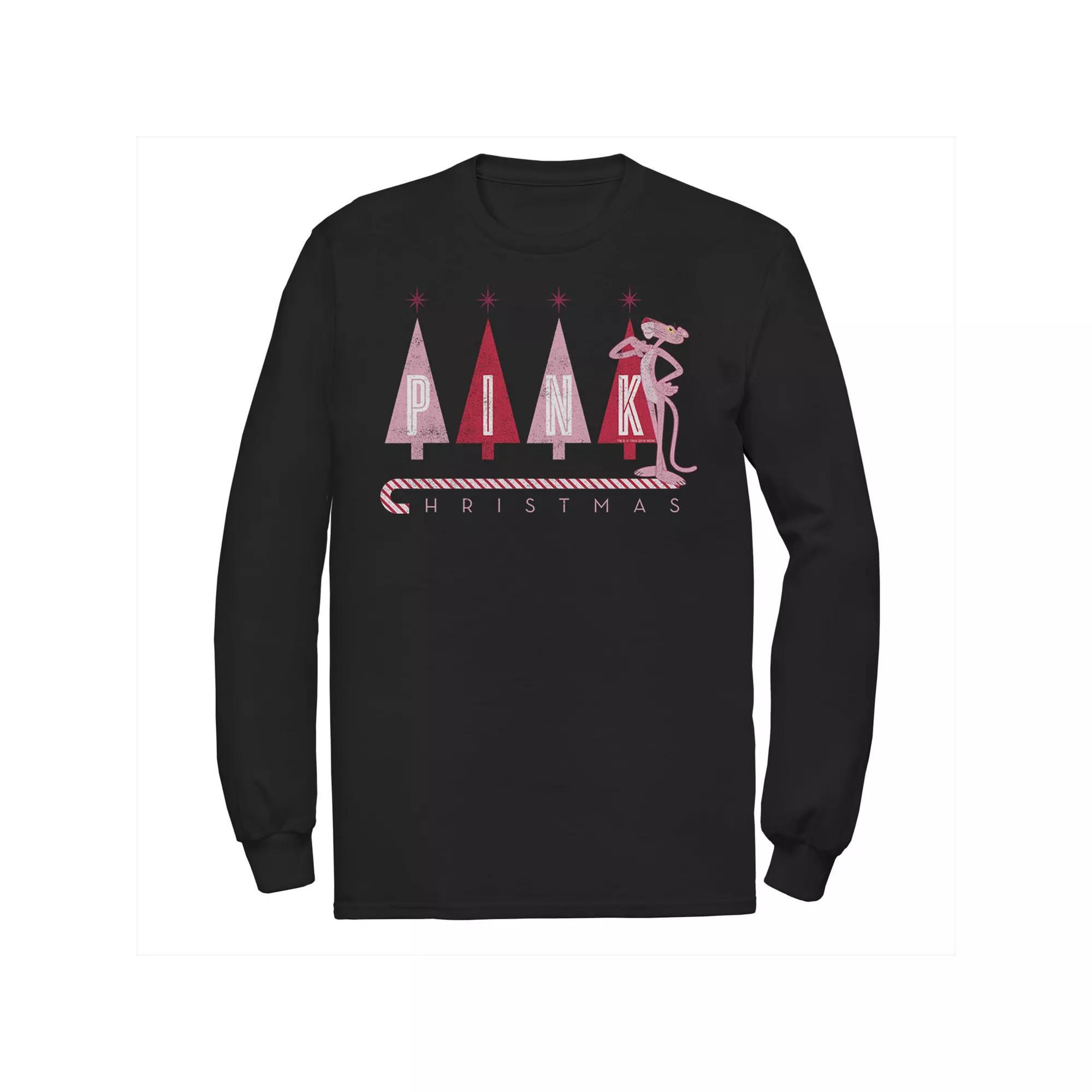 Men's Pink Panther Pink Christmas Tee, Size: Large, Blue Product Image