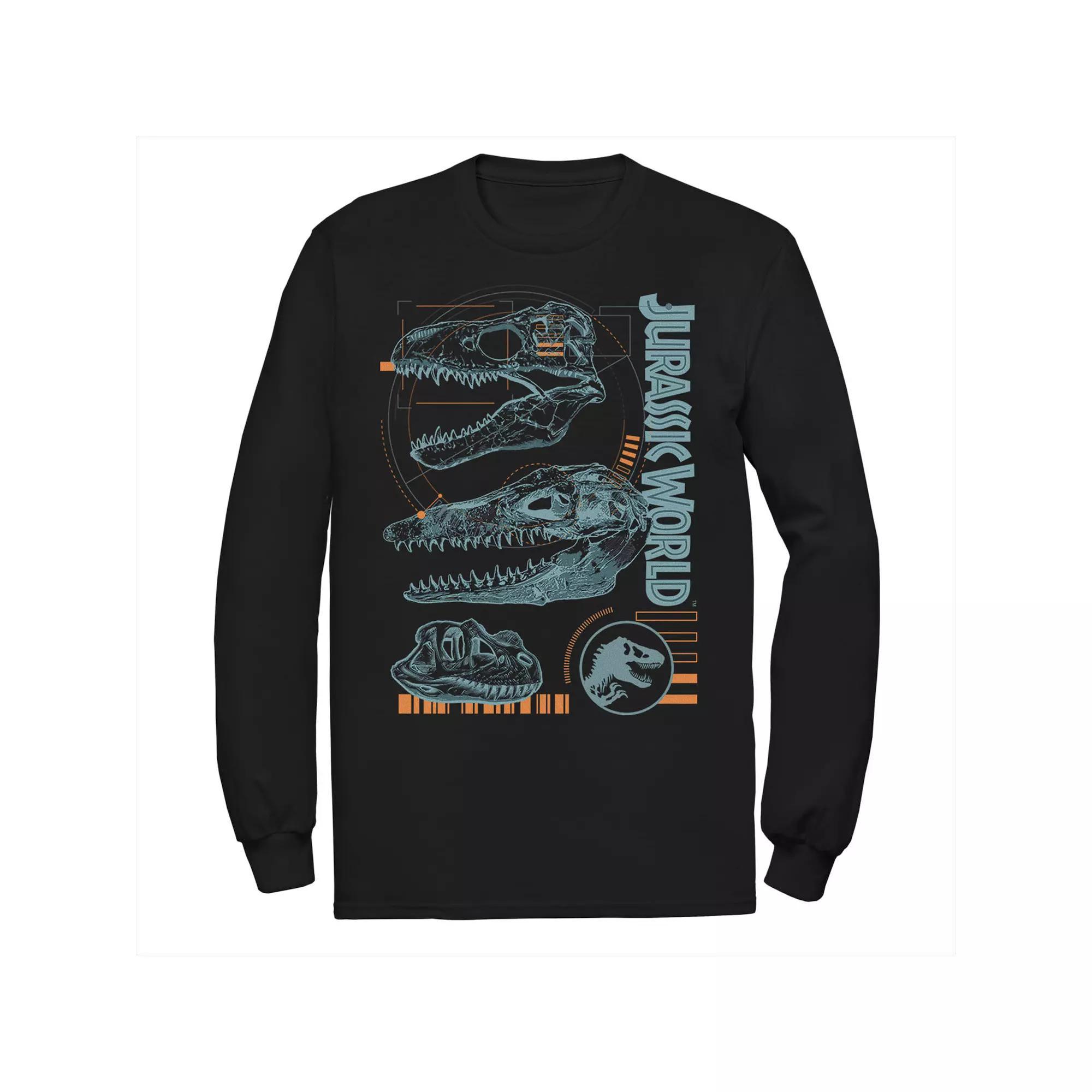 Men's Jurassic World Two Dinosaur Skull Schematic Tee, Size: Large, Black Product Image