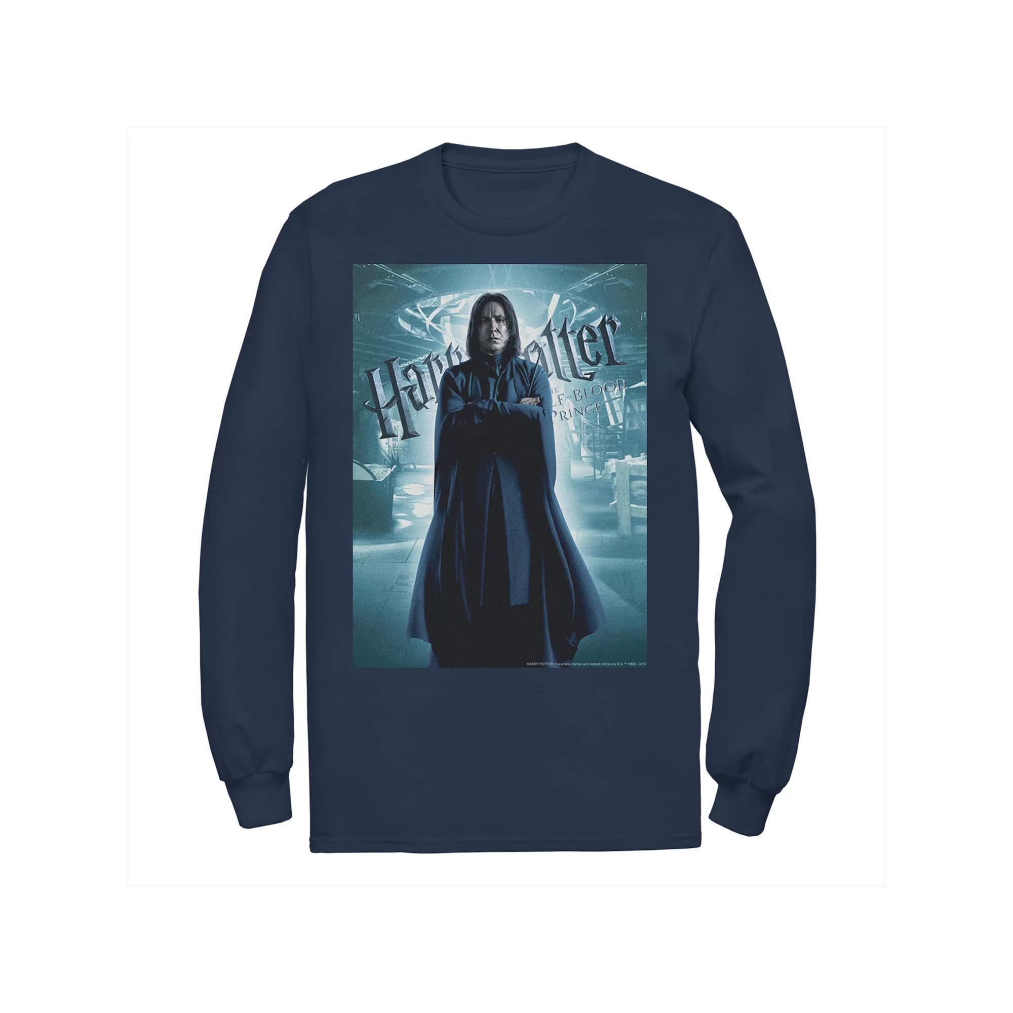 Men's Harry Potter Half-Blood Prince Snape Character Poster Long Sleeve Graphic Tee, Size: Small, Black Product Image
