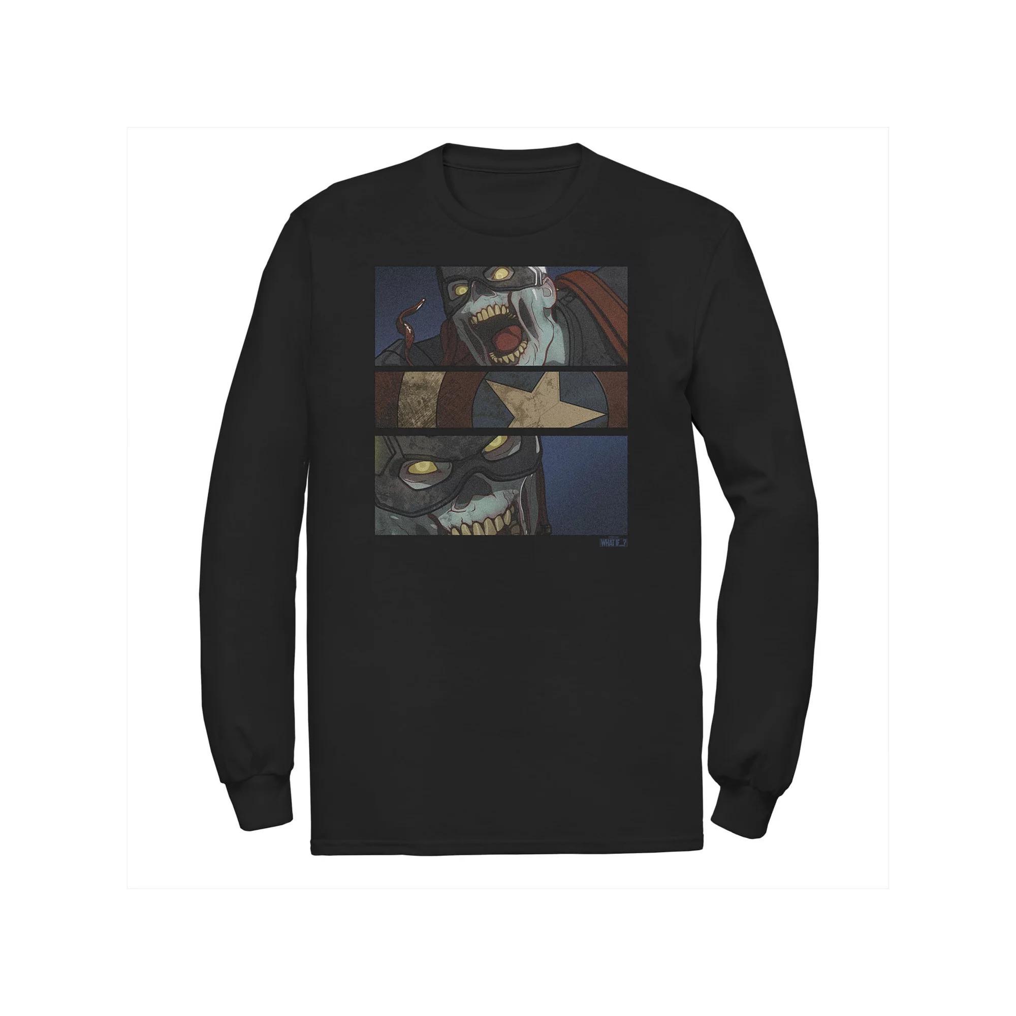 Big & Tall Marvel What If Captain America Zombie Panels Long Sleeve Graphic Tee, Men's, Size: 4XL, Black Product Image