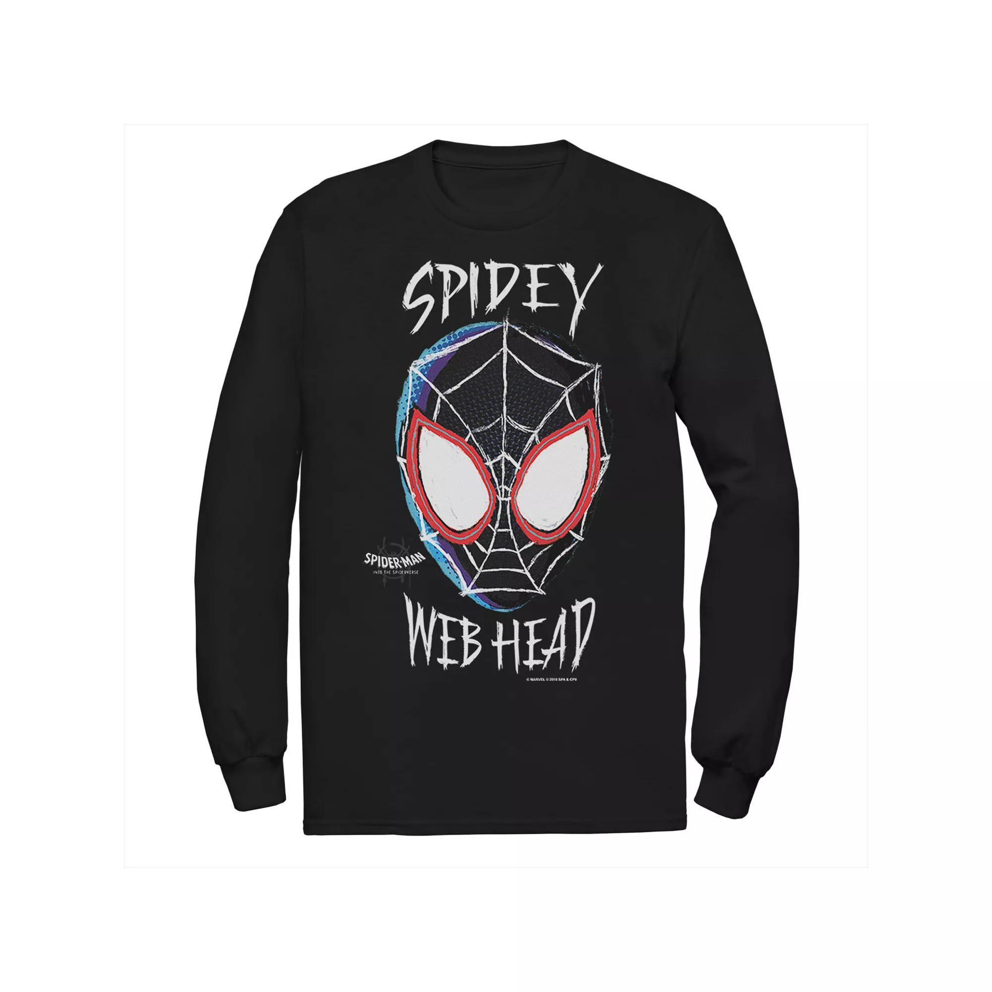 Men's Marvel Spiderverse Spidey Web Head Tee, Size: Small, Black Product Image