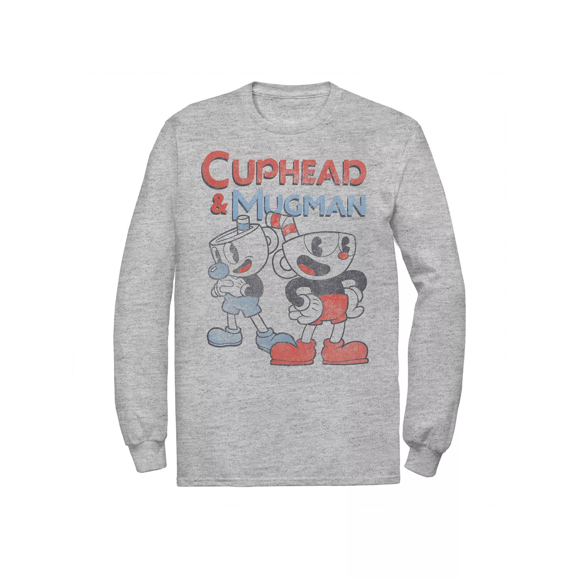 Men's Cuphead And Mugman Dynamic Duo Vintage Long Sleeve Graphic Tee, Size: XL, Athletic Grey Product Image