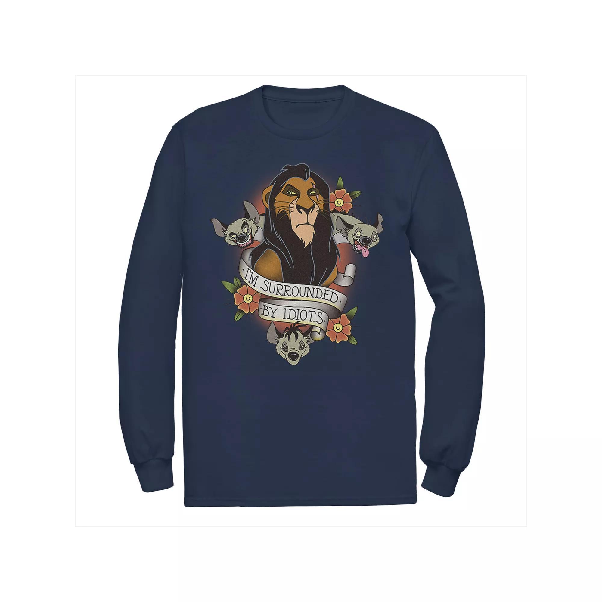 Disneys The Lion King Scar With Hyenas Mens Surrounded By Idiots Tee Blue Product Image