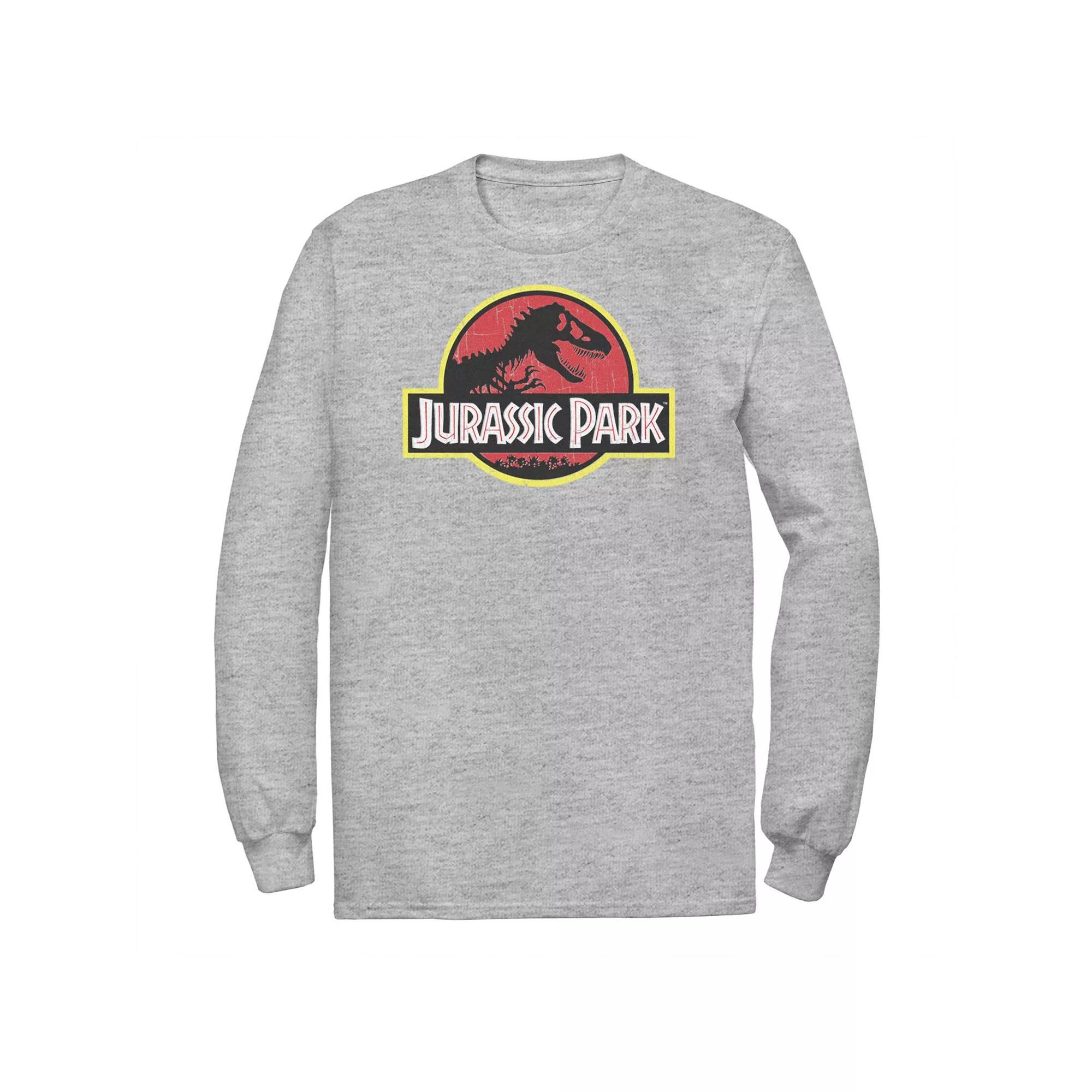Men's Jurassic Park Red & Yellow Outline Logo Graphic Tee, Size: XXL, Royal Grey Product Image