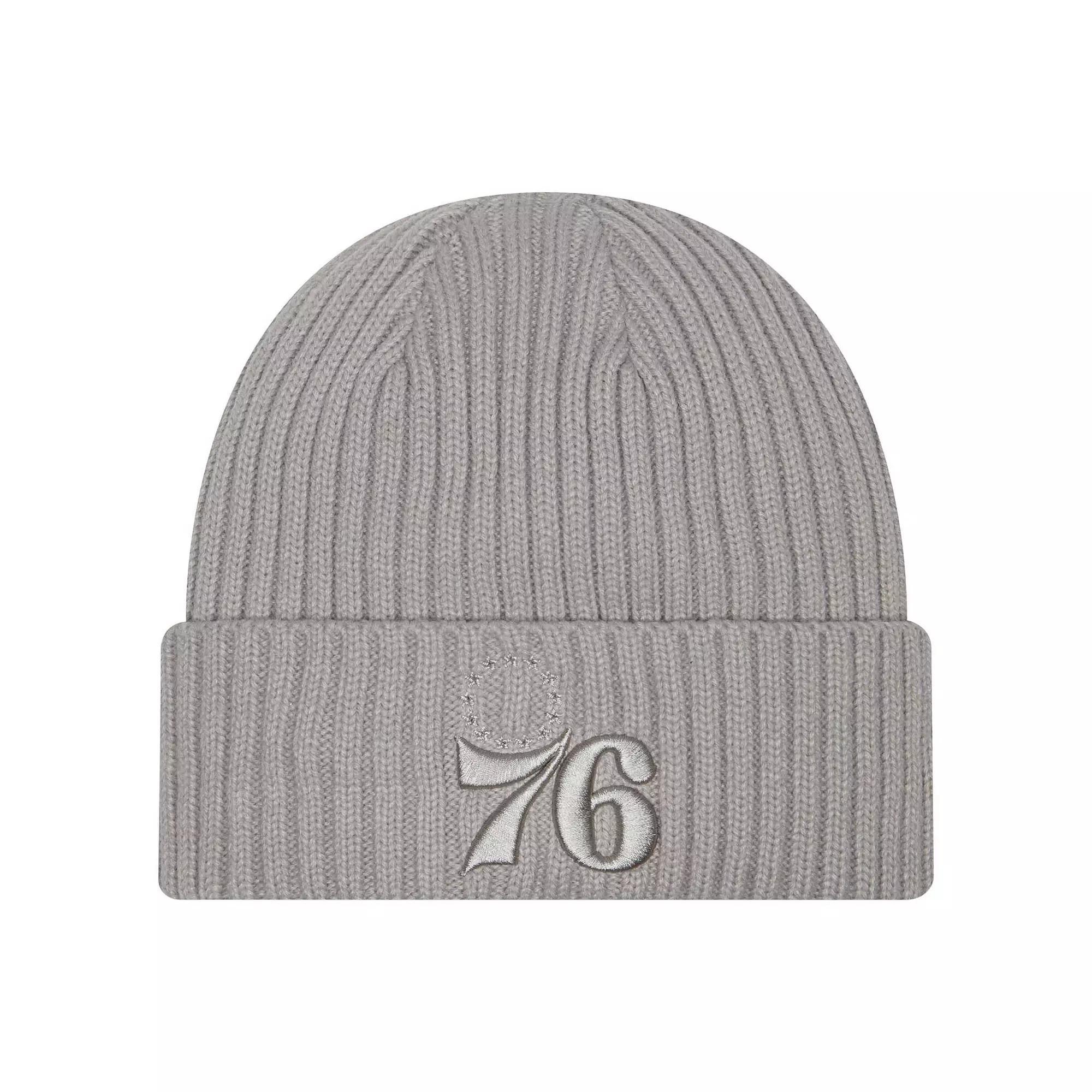 Mens New Era Gray Philadelphia 76ers Color Pack Cuffed Knit Hat Product Image