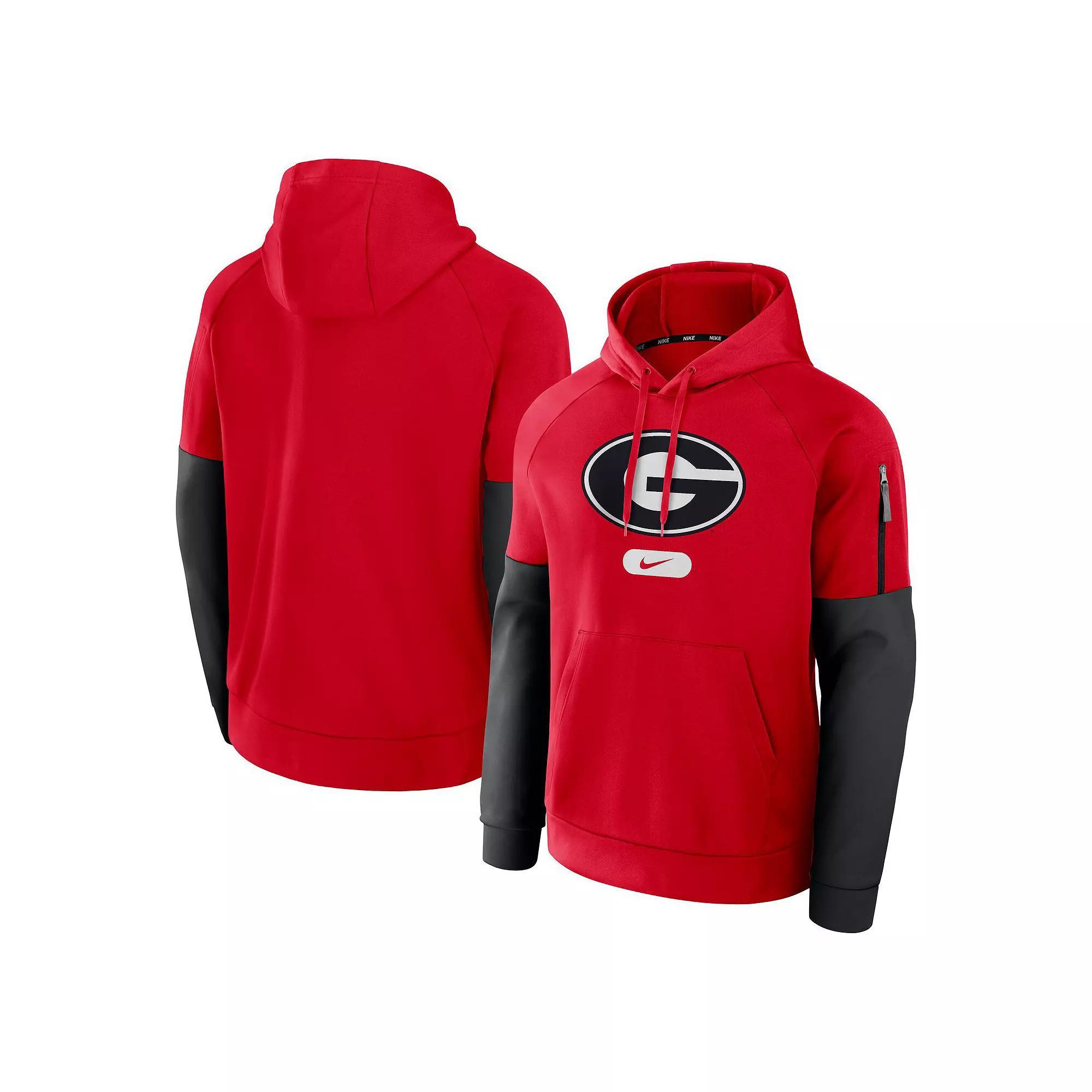 Men's Nike Red Georgia Bulldogs Fitness Raglan Performance Pullover Hoodie, Size: Large Product Image