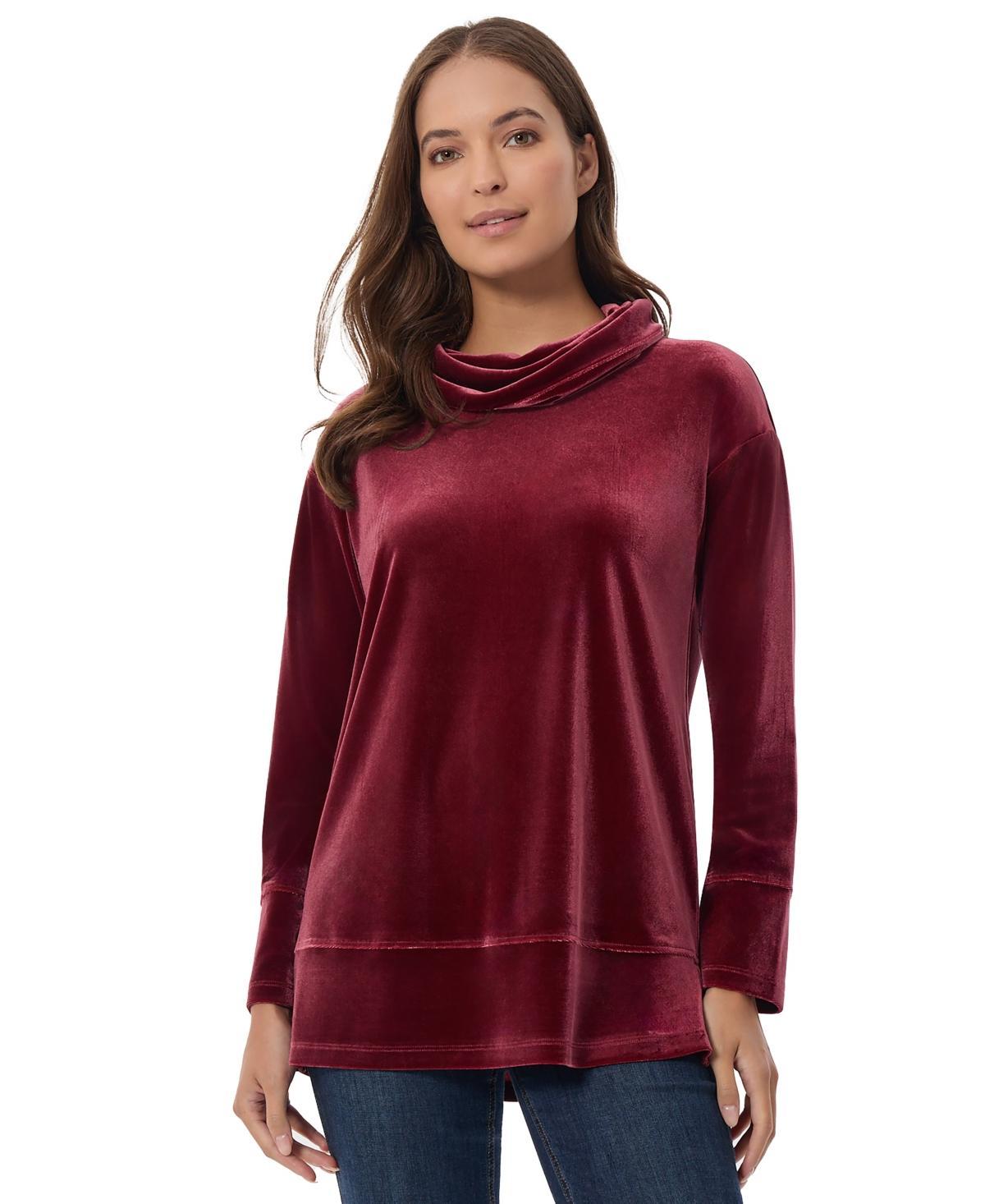 Jones New York Womens Stretch-Velour Cowlneck Top Product Image
