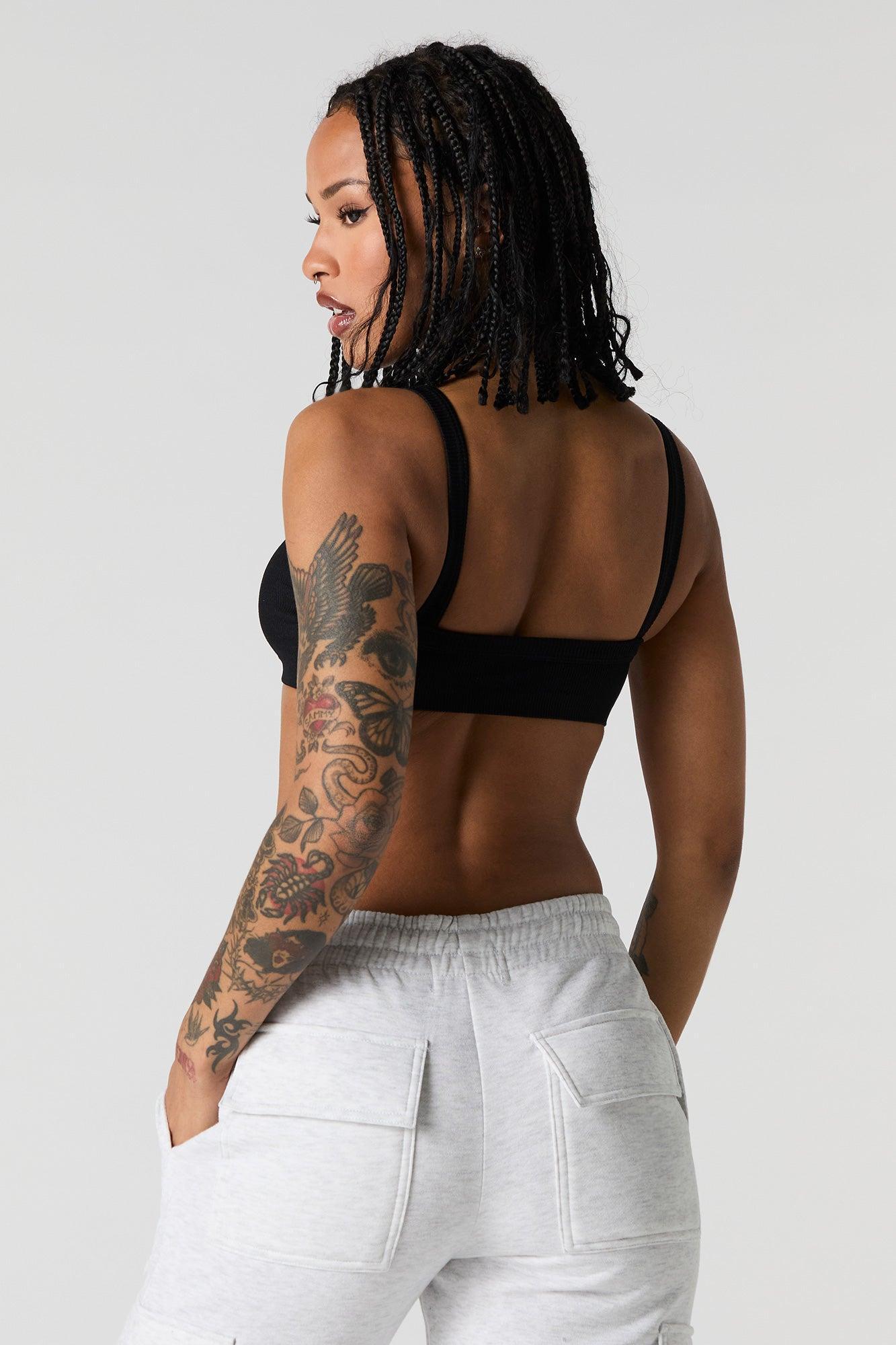 Seamless Ribbed Bralette with Built-In Cups Female Product Image