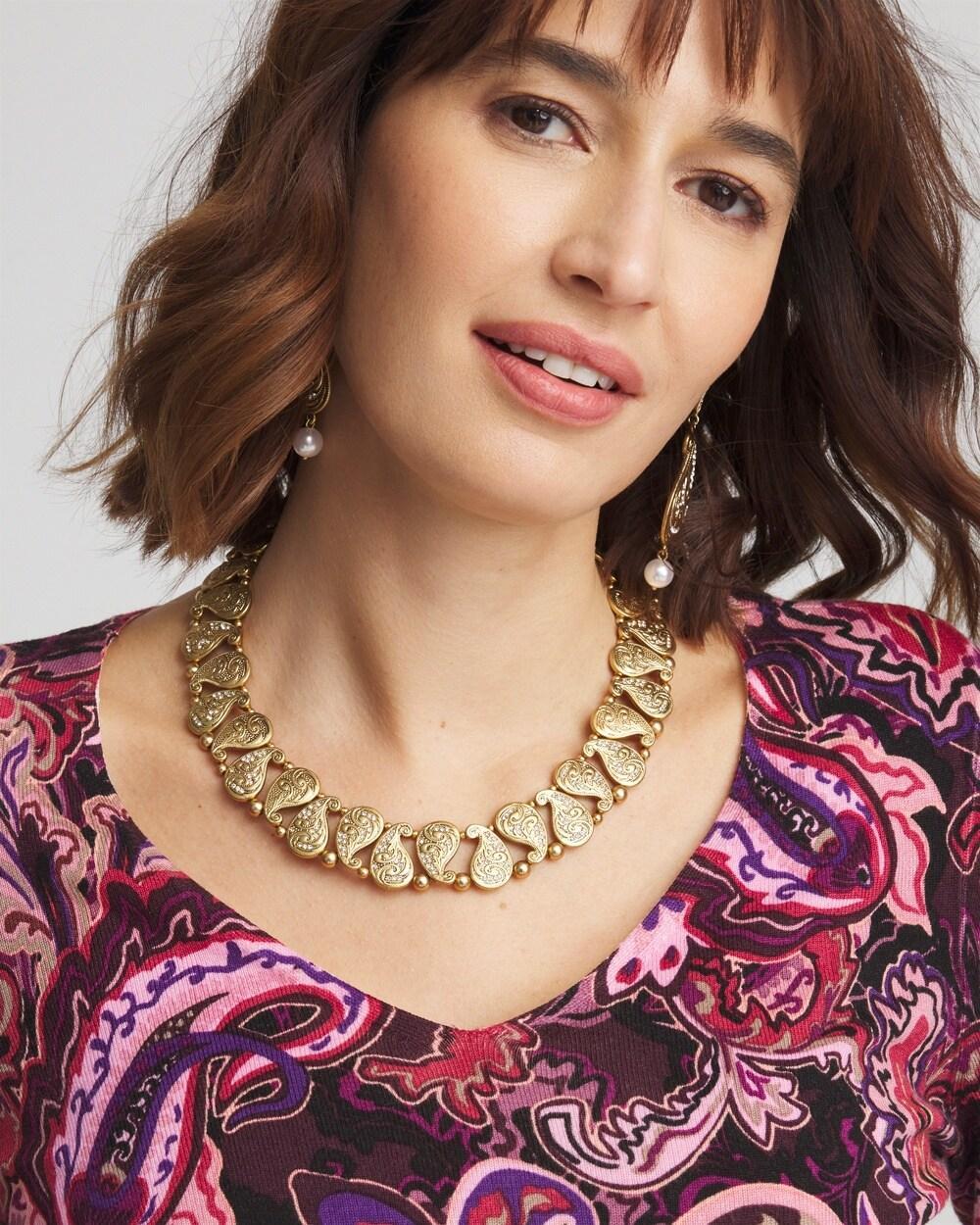 Paisley Gold Tone Collar Necklace Product Image