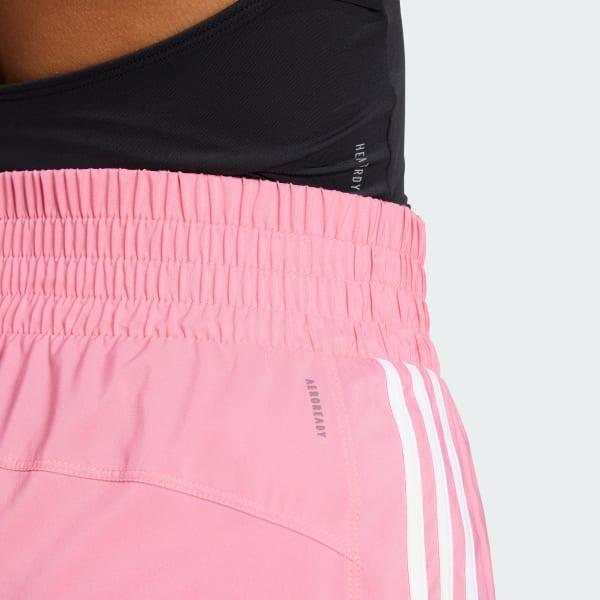 adidas Pacer Training 3-Stripes Woven High-Rise Shorts Pink Fusion S 3 Womens Product Image