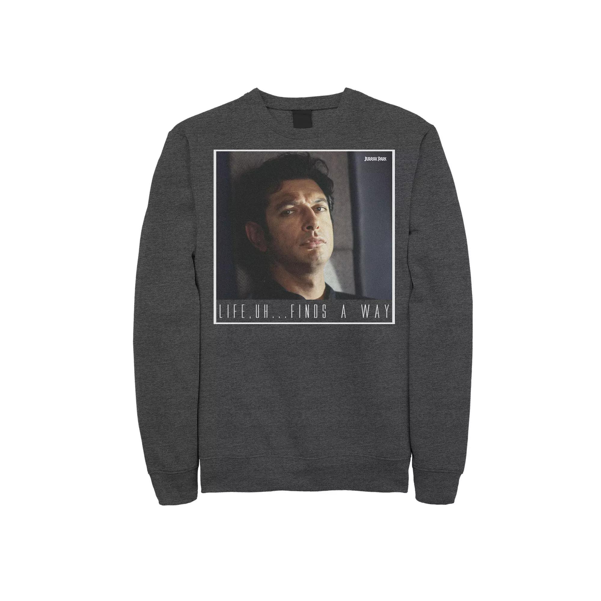 Men's Jurassic Park Ian Malcolm Life Finds A Way Sweatshirt, Size: XL, Black Product Image