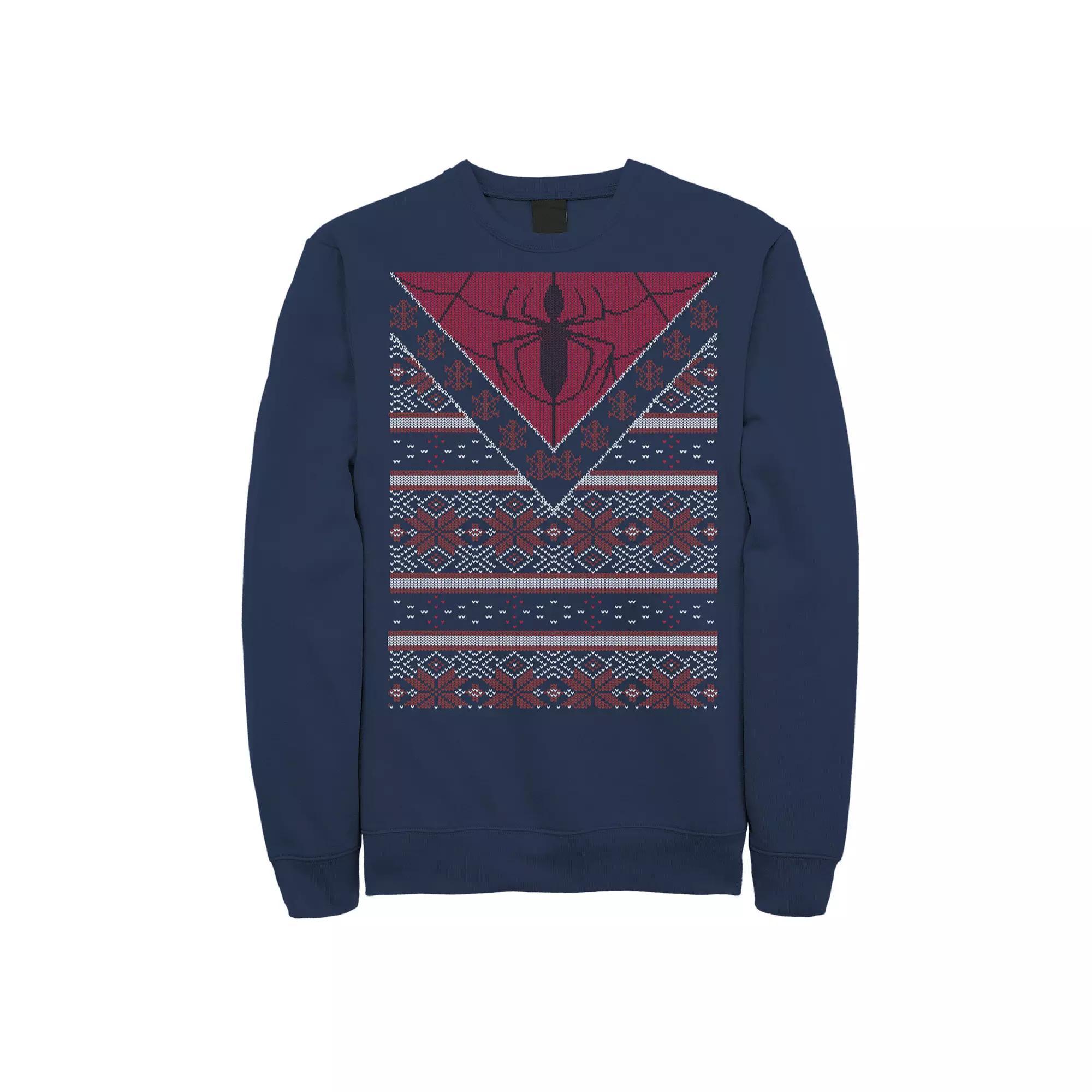 Men's Marvel Spider-Man Knit Style Logo Sweatshirt, Size: 3XL, Blue Product Image