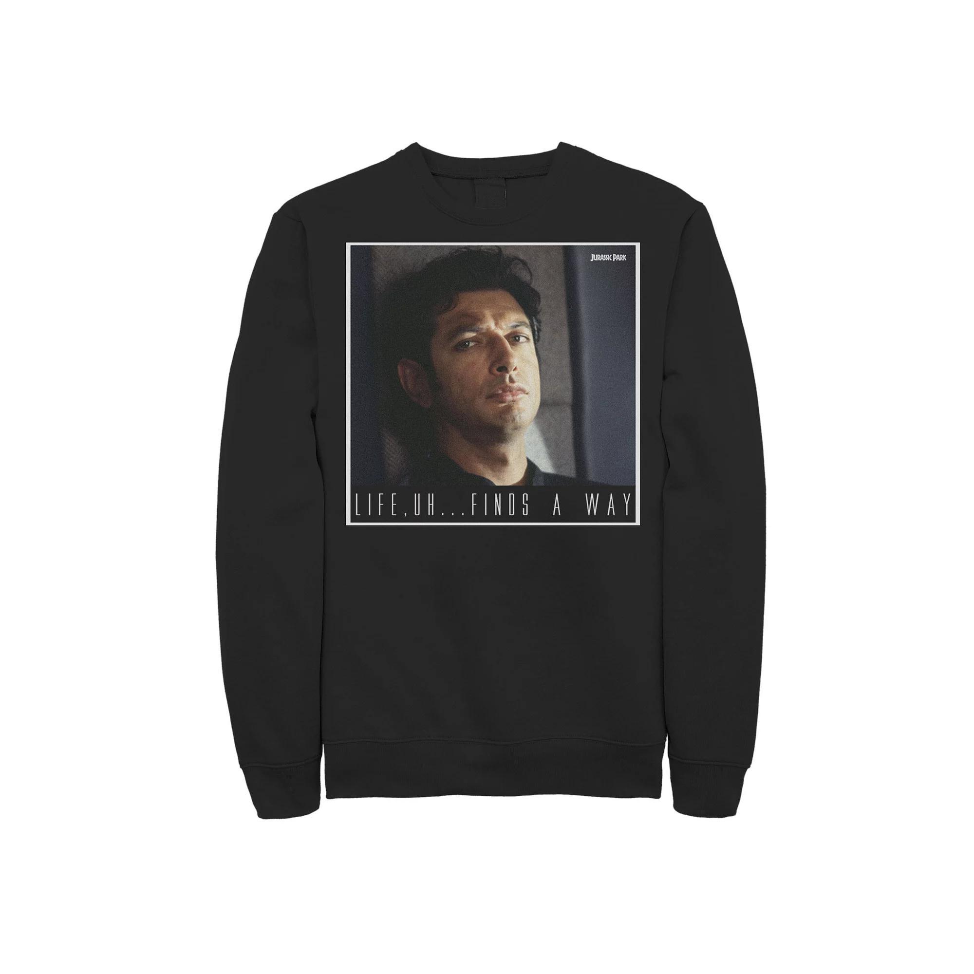 Men's Jurassic Park Ian Malcolm Life Finds A Way Sweatshirt, Size: XL, Black Product Image