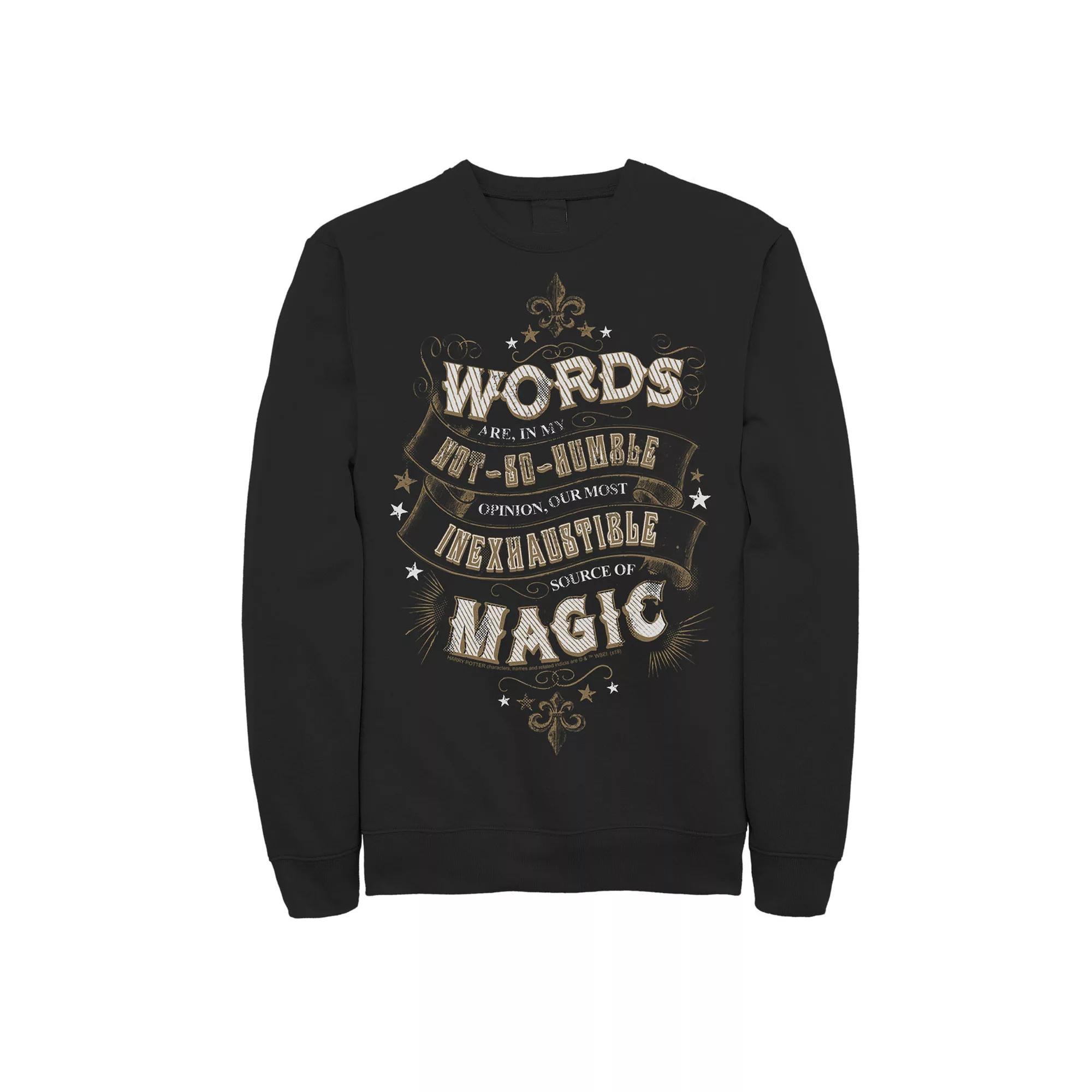 Men's Harry Potter Words are Magic Fleece Pullover, Size: Large, Blue Product Image