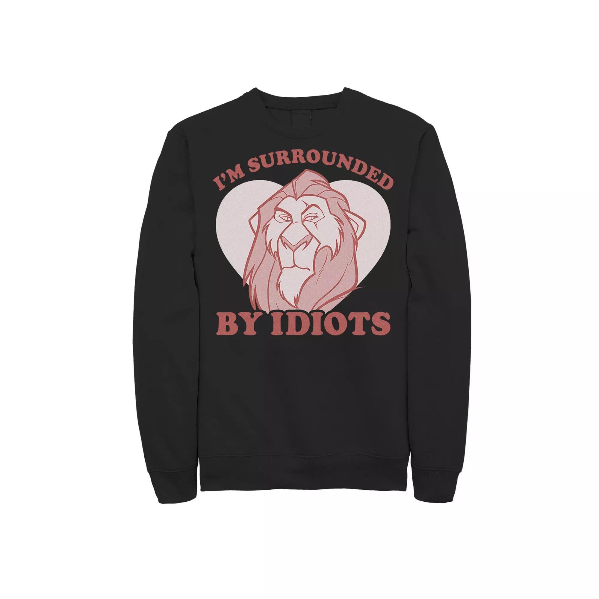 Disney's The Lion King Scar Surrounded By Idiots Valentine's Day Men's Sweatshirt, Size: 3XL, Black Product Image