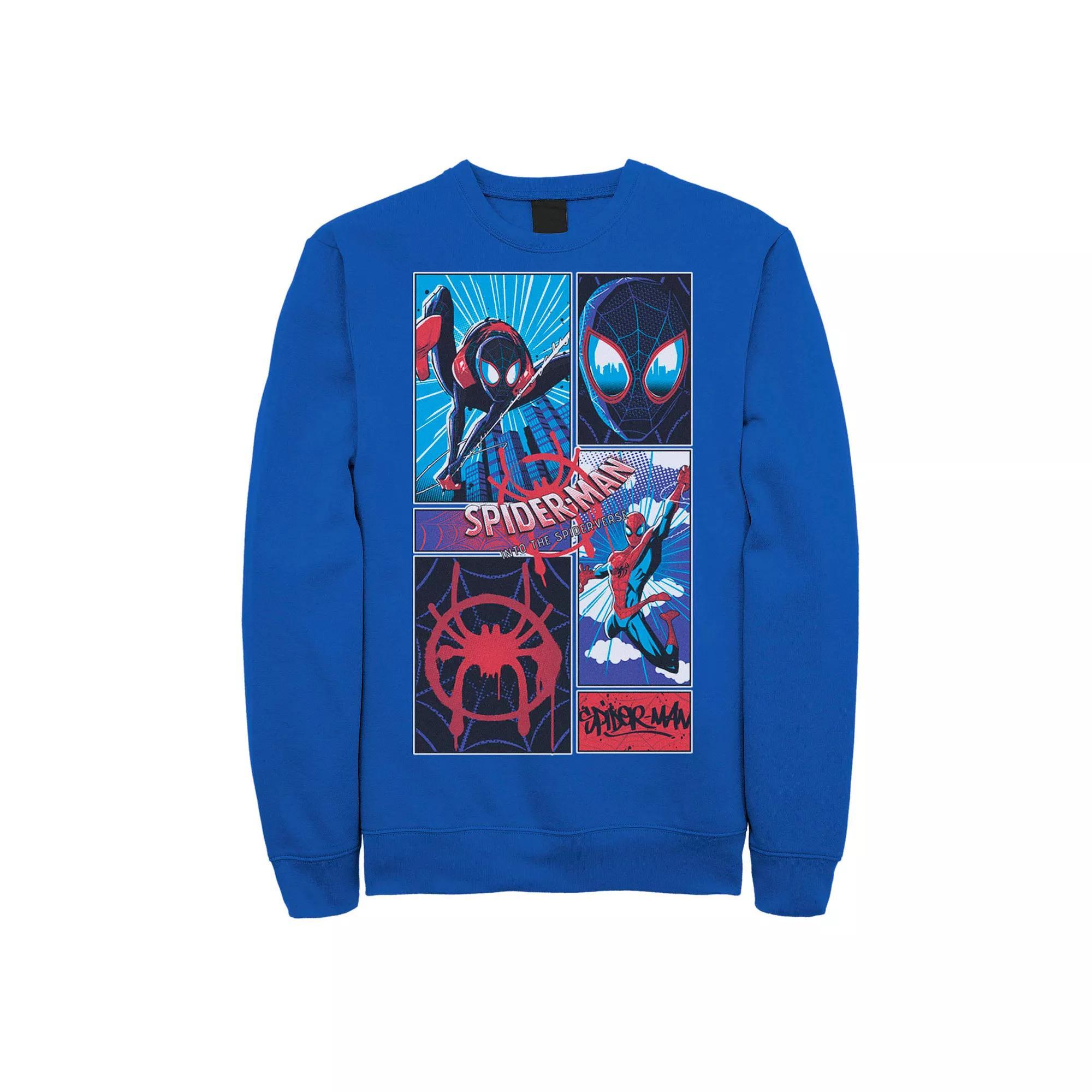 Men's Marvel Spider-Man Spiderverse Miles & Peter Graphic Fleece Pullover Graphic Fleece Pullover, Size: XXL, Royal Product Image