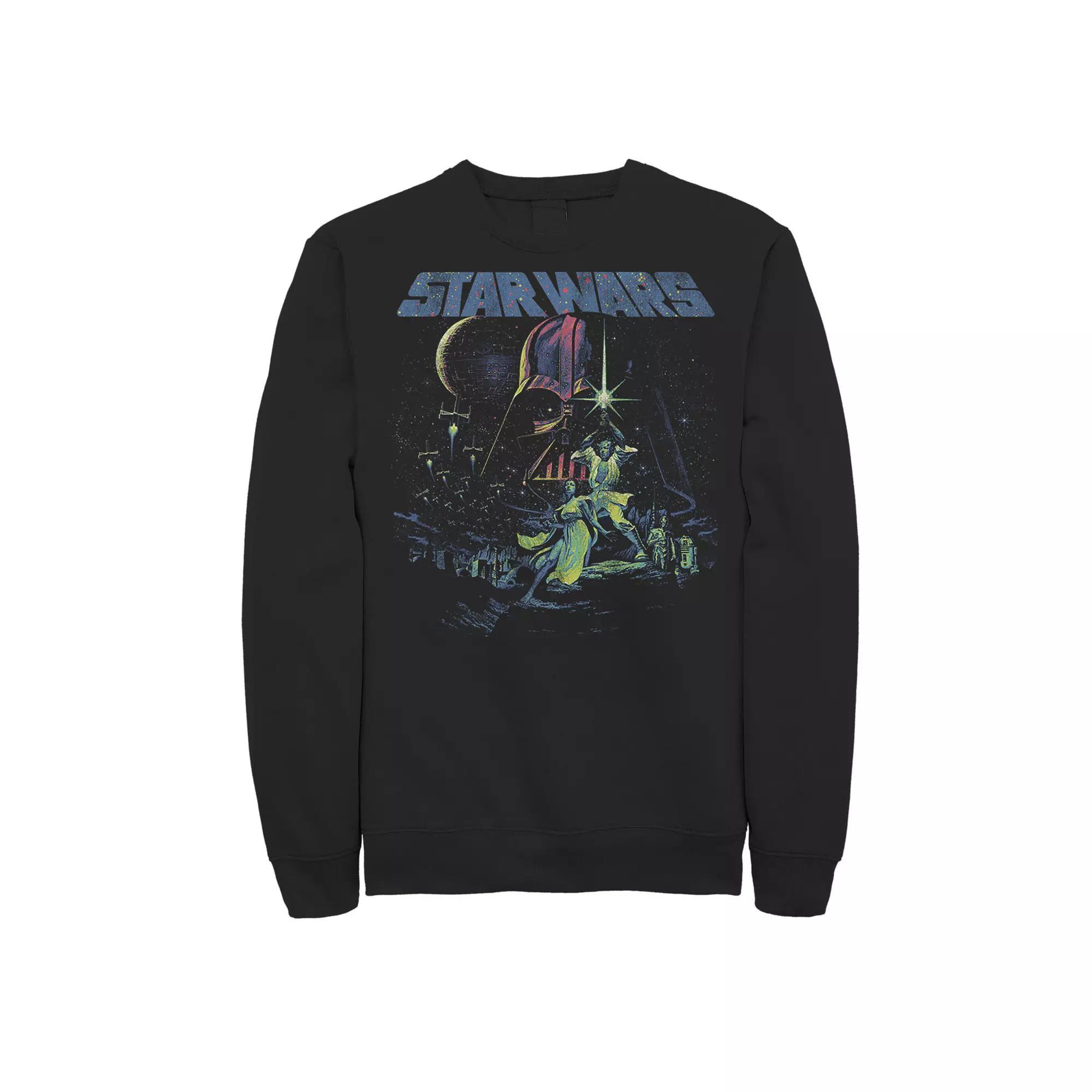 Men's Star Wars Neon Splatter Group Shot Sweatshirt, Size: XL, Black Product Image