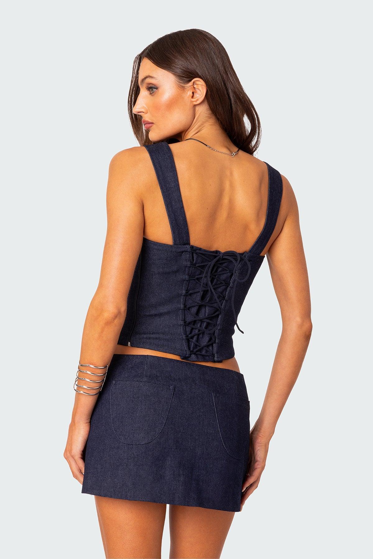 Jemma Side Slit Denim Mini Skirt Product Image