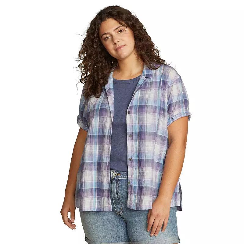 Plus Size Eddie Bauer Short-Sleeve Packable Camp Shirt, Women's, Size: 1XL, Seagreen Product Image
