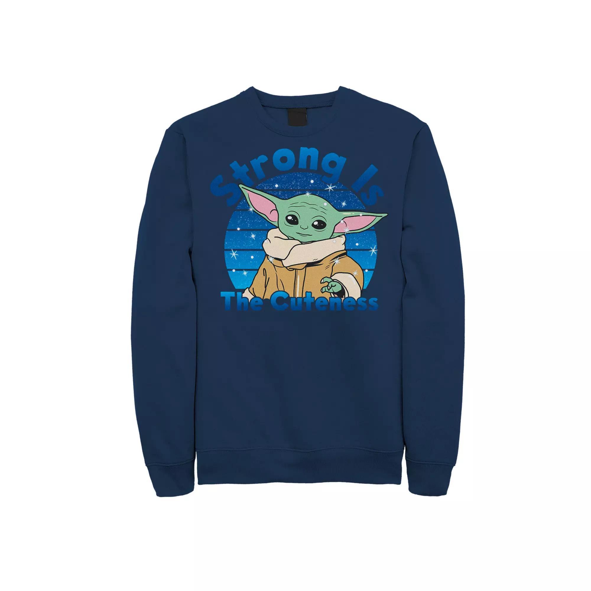Men's Star Wars The Mandalorian The Child Strong Is The Cuteness Sweatshirt, Size: XL, Blue Product Image
