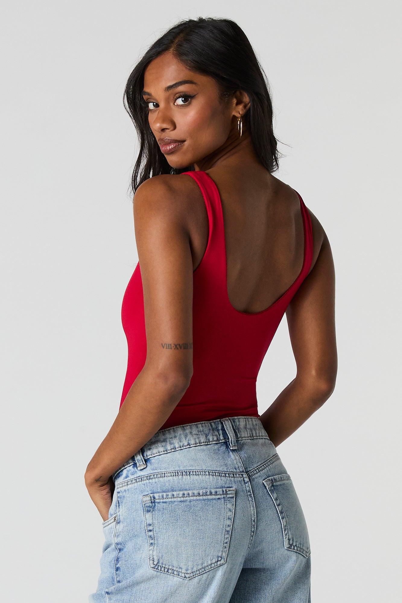 Contour Lace Rosette Trim Scoop Neck Bodysuit Female Product Image