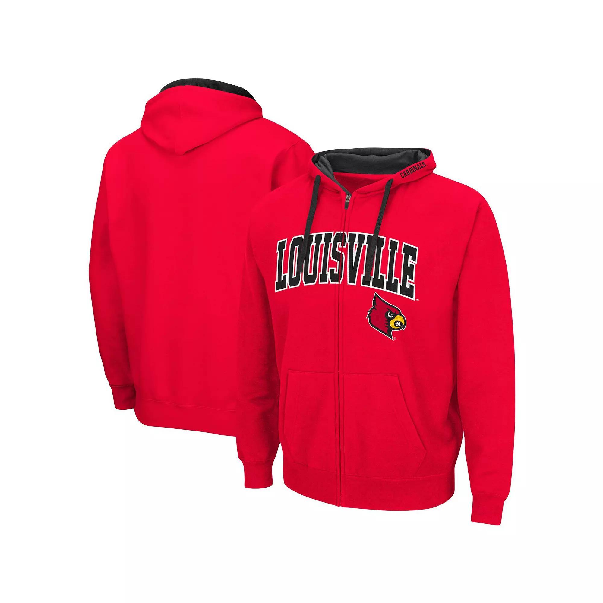 Men's Colosseum Red Louisville Cardinals Big & Tall Full-Zip Hoodie, Size: 4XLT Product Image