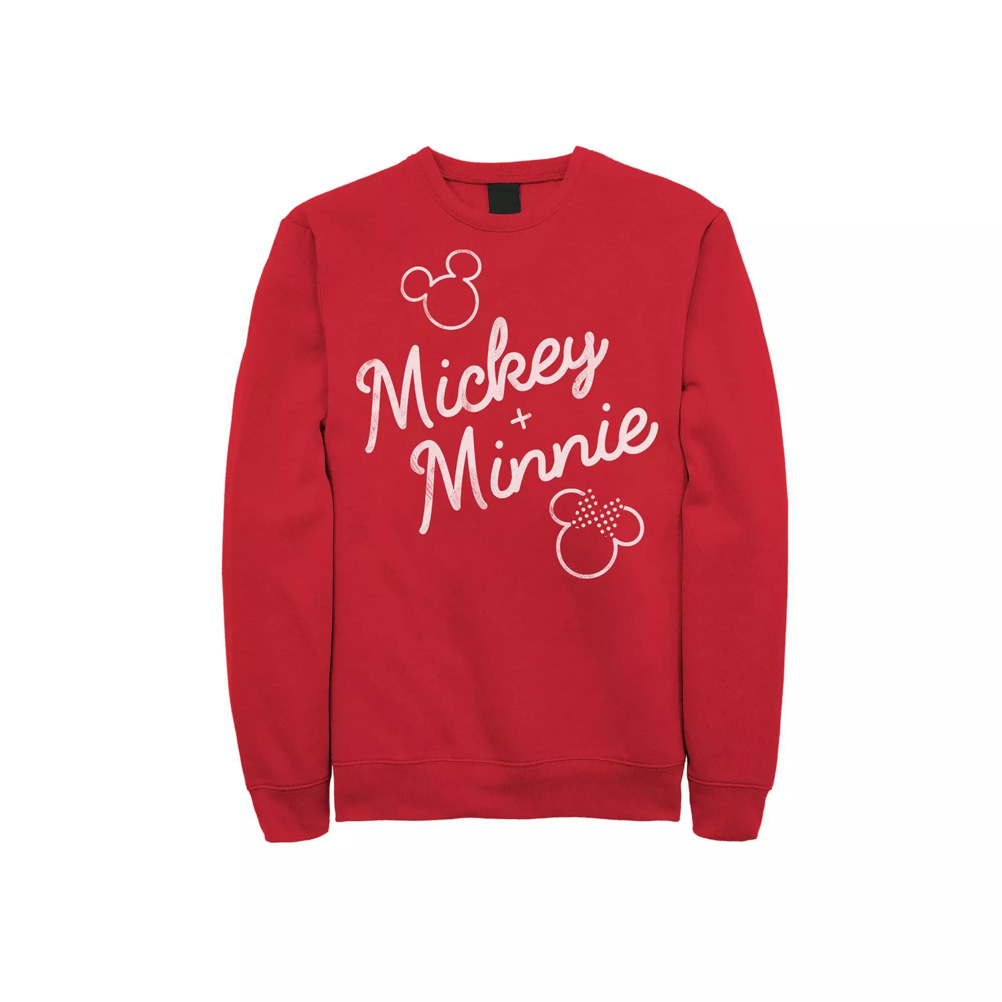 Disney's Mickey Plus Minnie Mouse Men's Outline Sweatshirt, Size: XL, Red Product Image