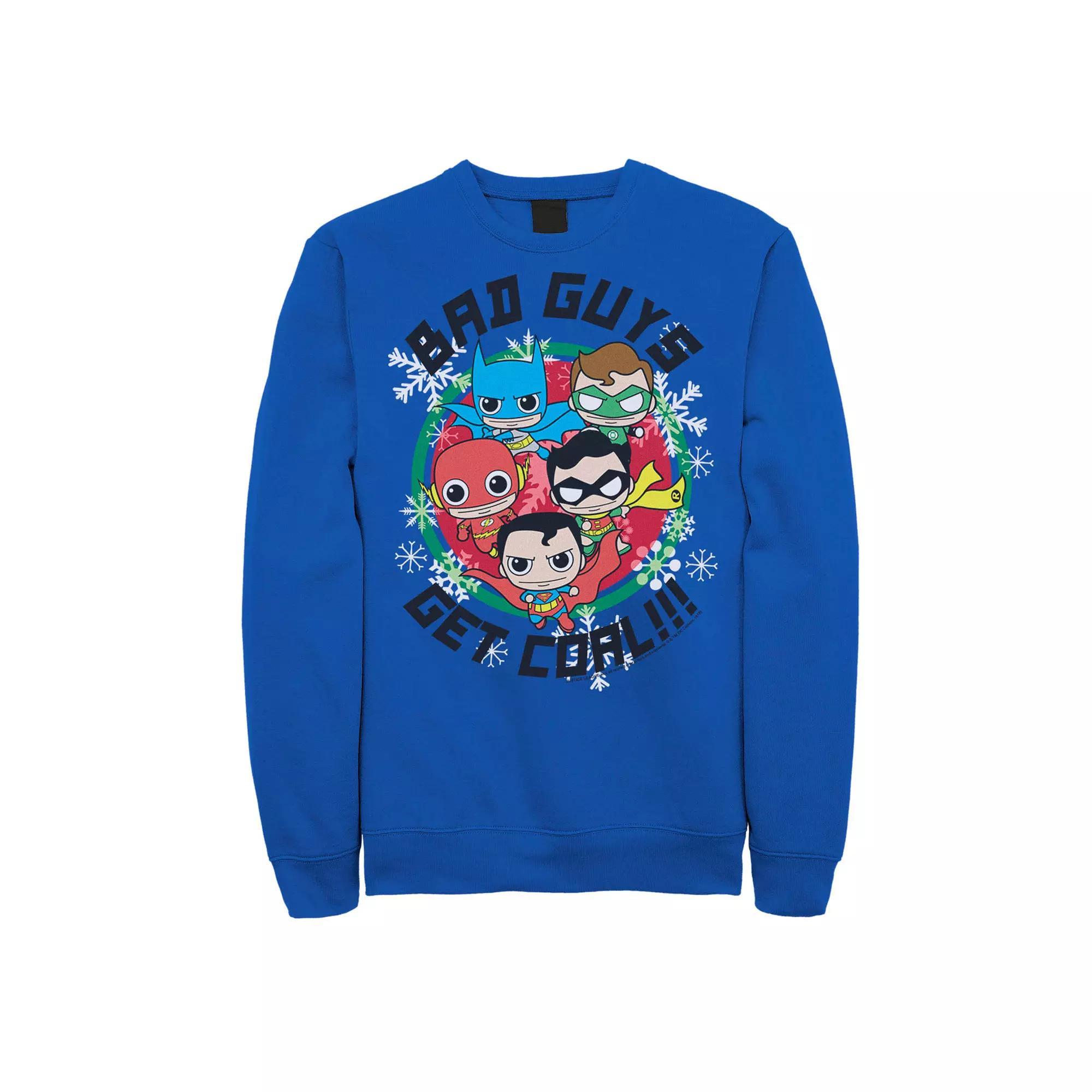 Men's DC Comics Justice League Bad Guys Get Coal Christmas Fleece, Size: Large, Red Product Image
